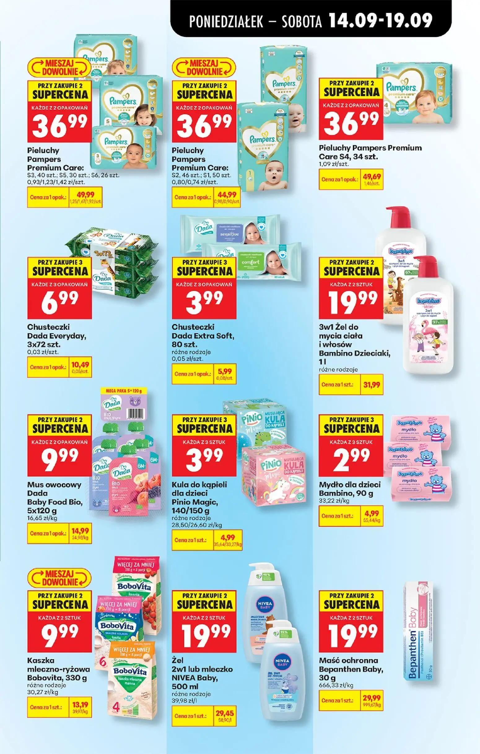 Biedronka gazetka, strona 87 z 99 — Pieluchy Pampers Premium Care: S3, 40 szt.; S5, 30 szt.; S6, 26 szt., Pieluchy Pampers P…