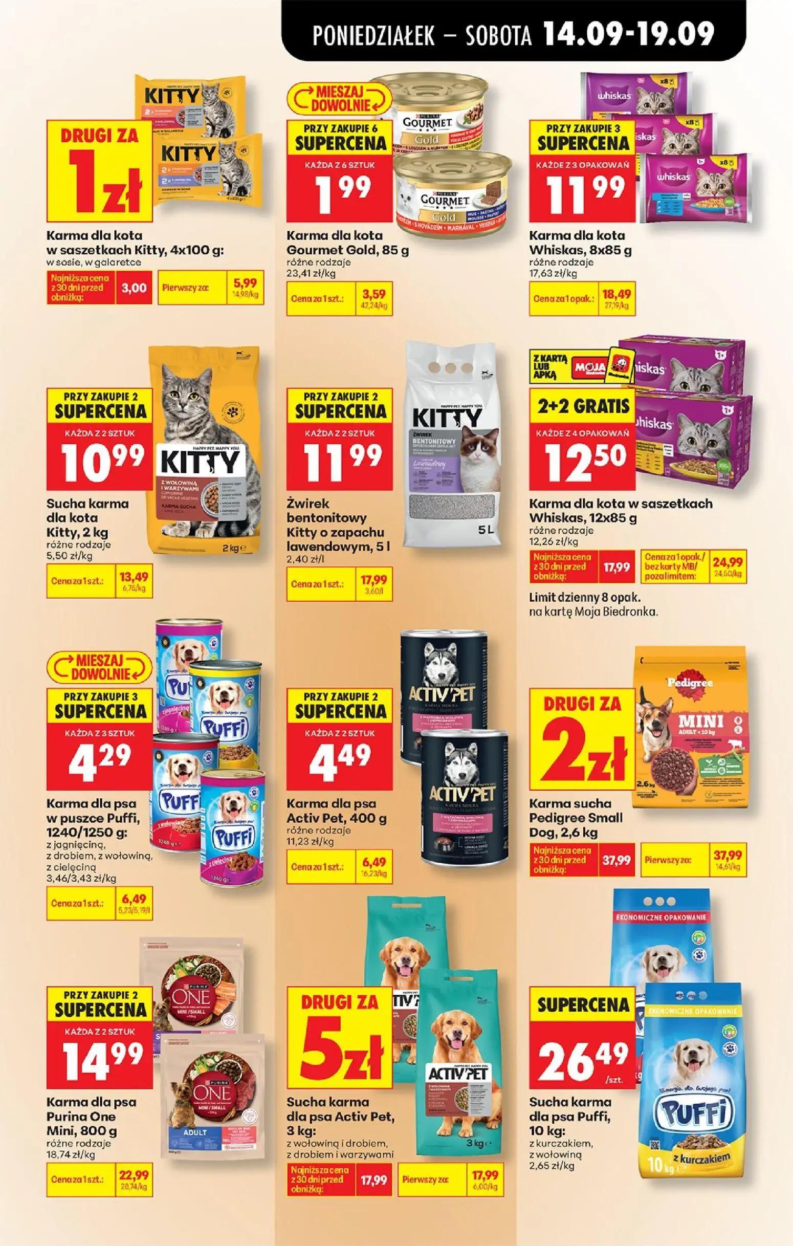 Biedronka gazetka, strona 91 z 99 — Karma dla kota w saszetkach Whiskas, Karma dla psa Purina One Mini, Karma dla kota Whisk…