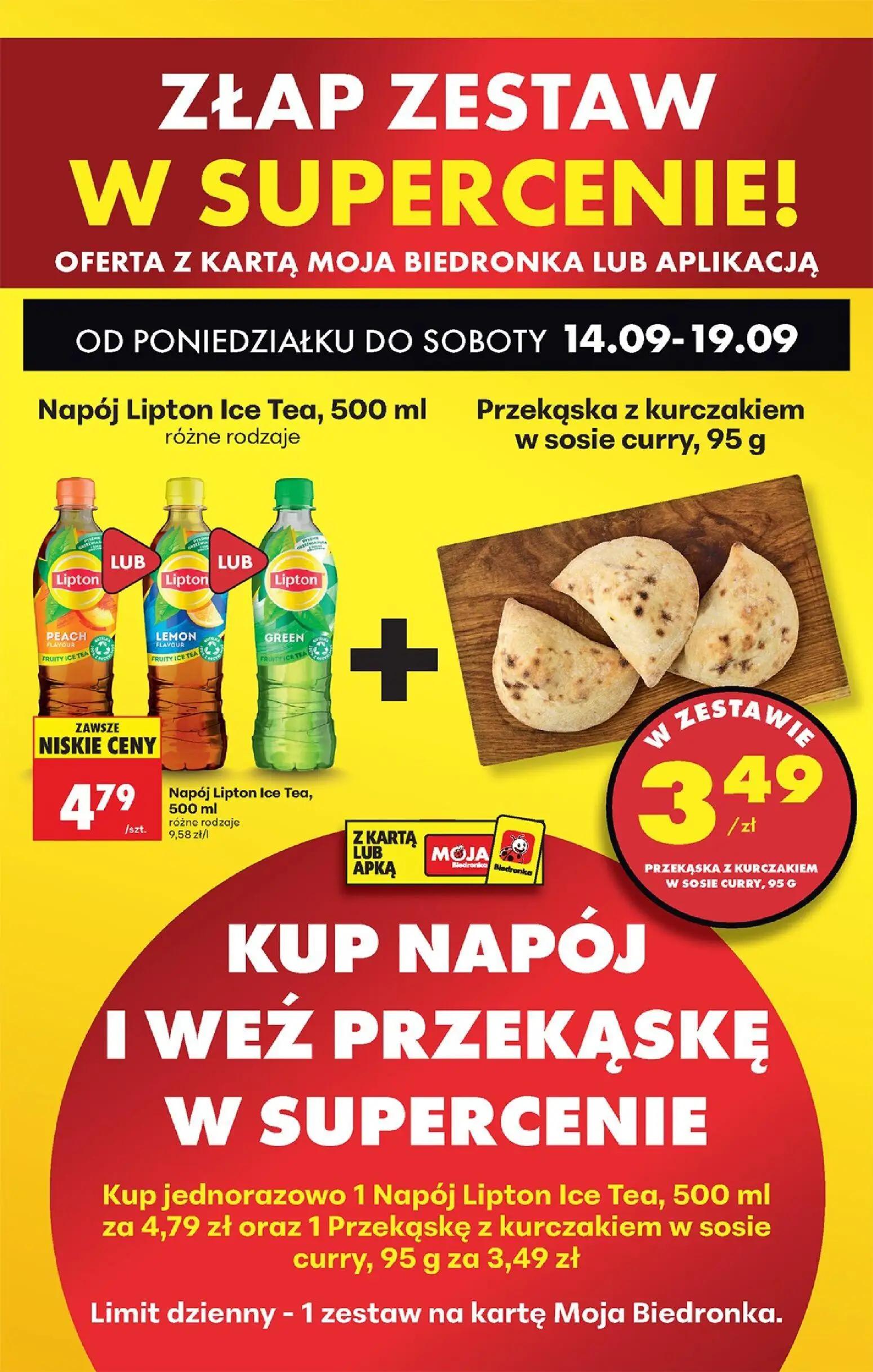 Biedronka gazetka, strona 97 z 99 — Napój Lipton Ice Tea, Przekąska z kurczakiem w sosie curry