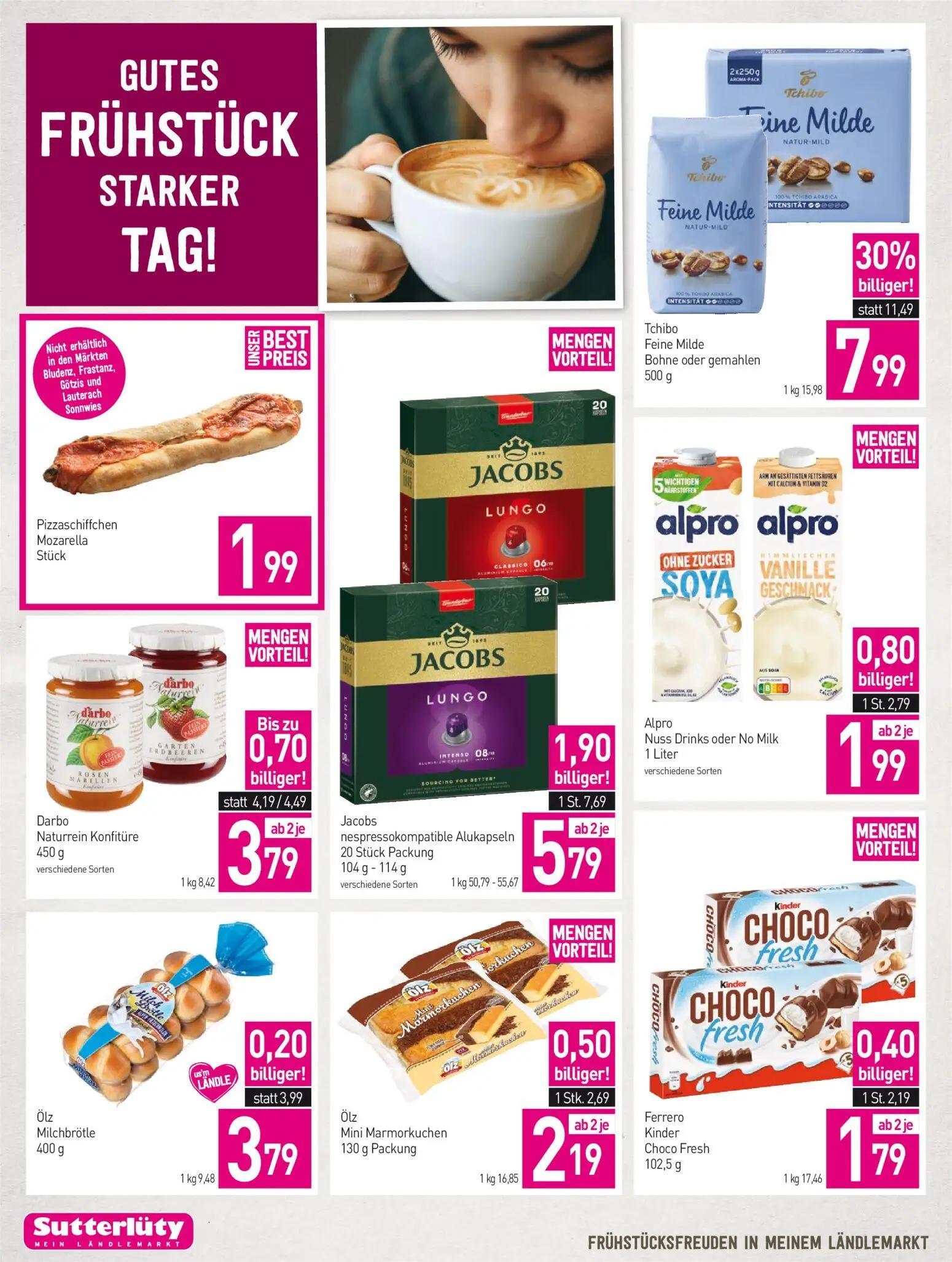 Sutterlüty Prospekt, Seite 2 von 8 — Tchibo Feine Milde, Jacobs nespressokompatible Alukapseln, Alpro Nuss Drinks oder No Mi…