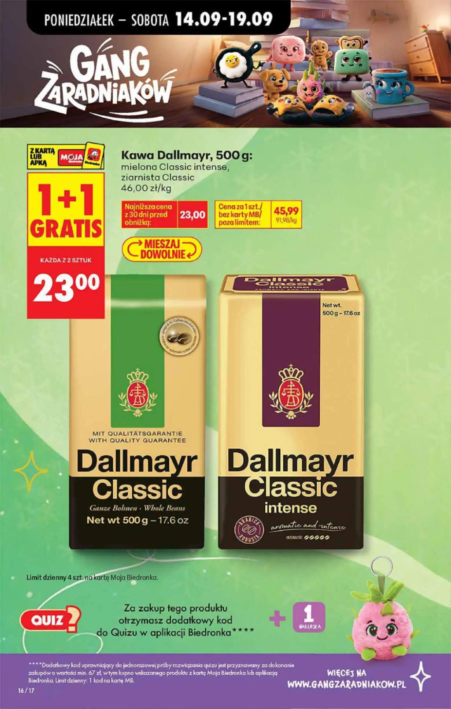 Biedronka gazetka, strona 2 z 16 — Kawa Dallmayr, 500 g: mielona Classic intense, ziarnista Classic
