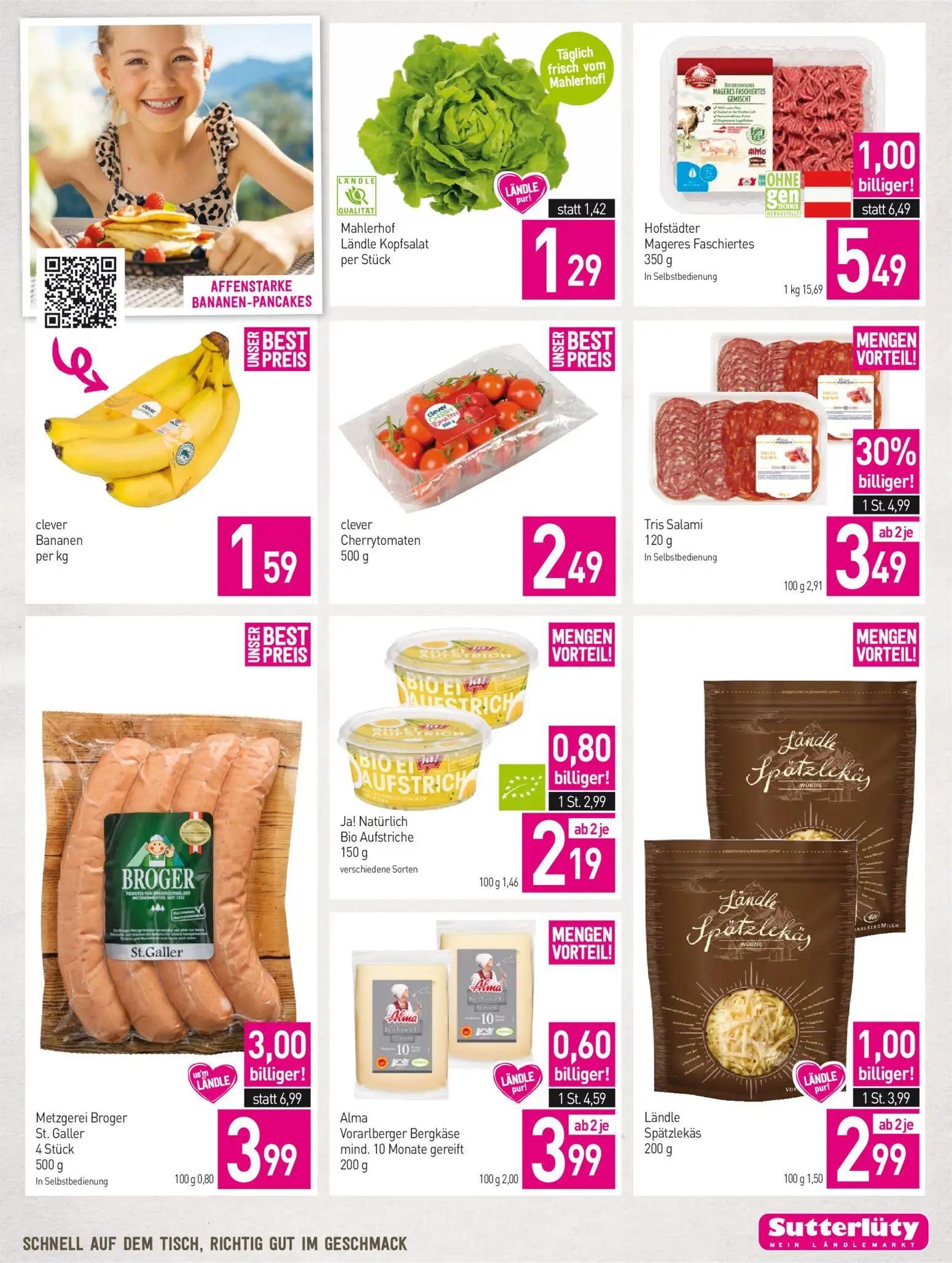Sutterlüty Prospekt, Seite 3 von 8 — Metzgerei Broger St. Galler, Tris Salami, Hofstädter Mageres Faschiertes