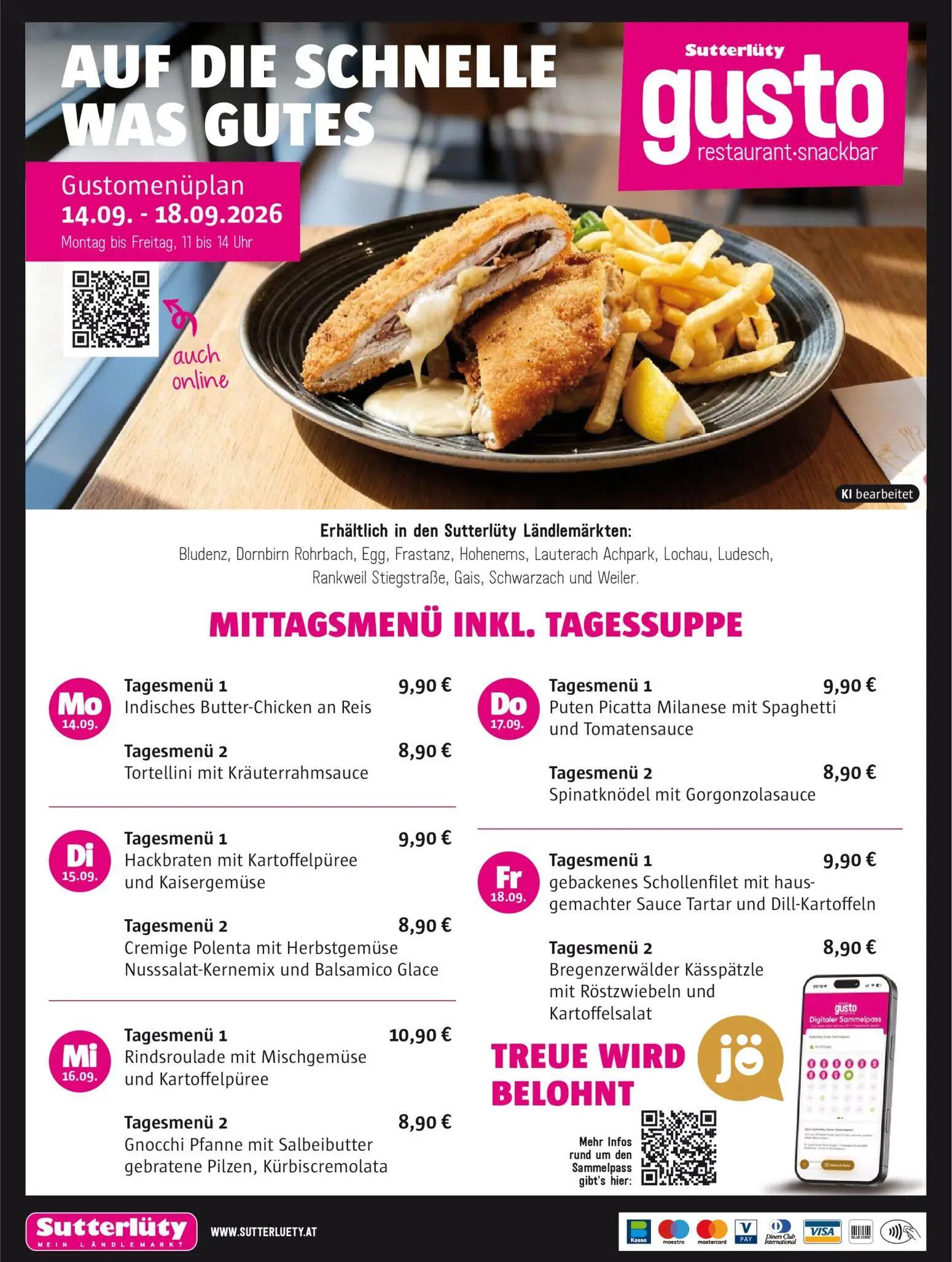Sutterlüty Prospekt, Seite 8 von 8 — Indisches Butter-Chicken an Reis, Tortellini mit Kräuterrahmsauce, Puten Picatta Milane…