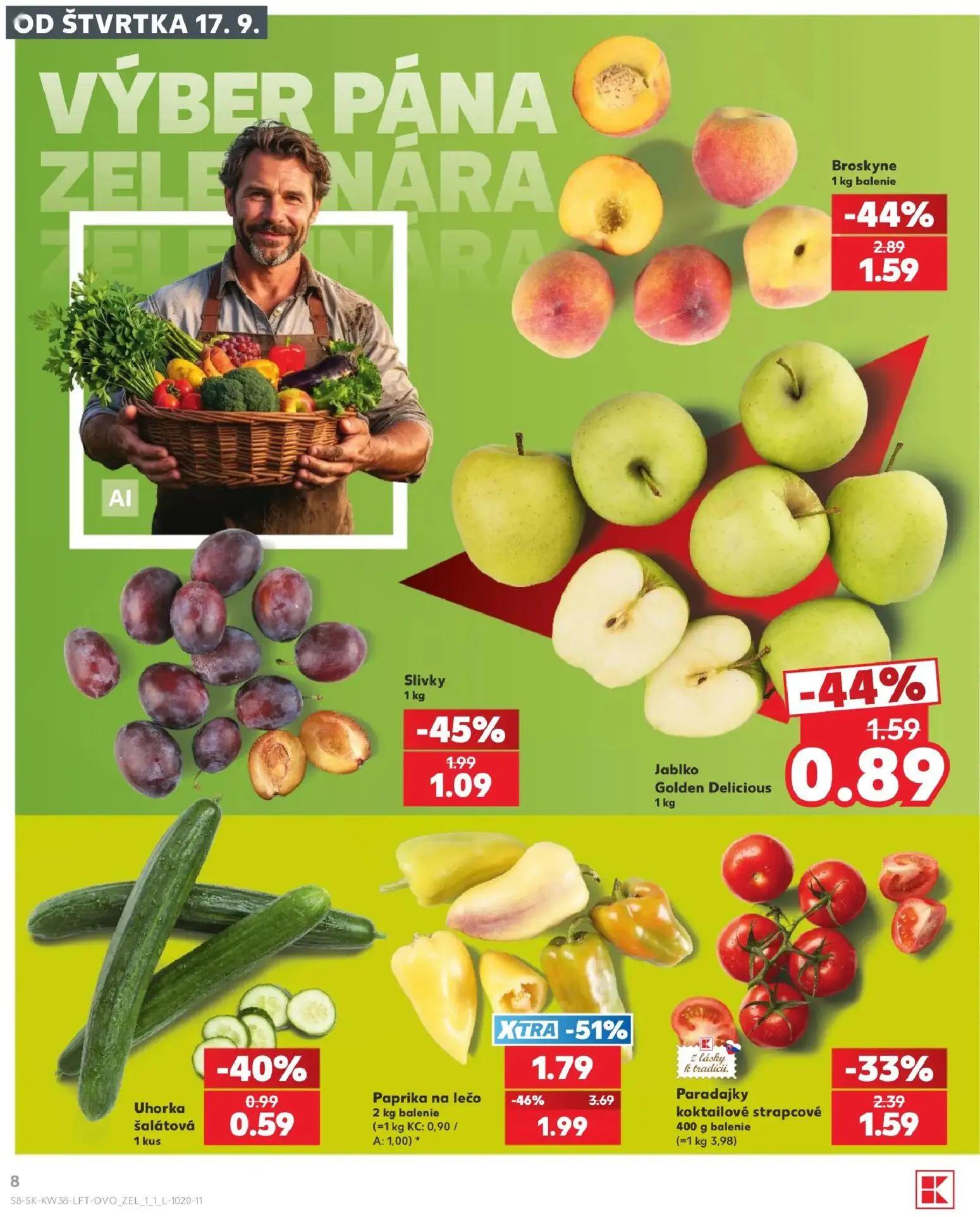 Kaufland leták, strana 8 z 84 — Broskyne, Slivky, Paradajky koktailové strapcové