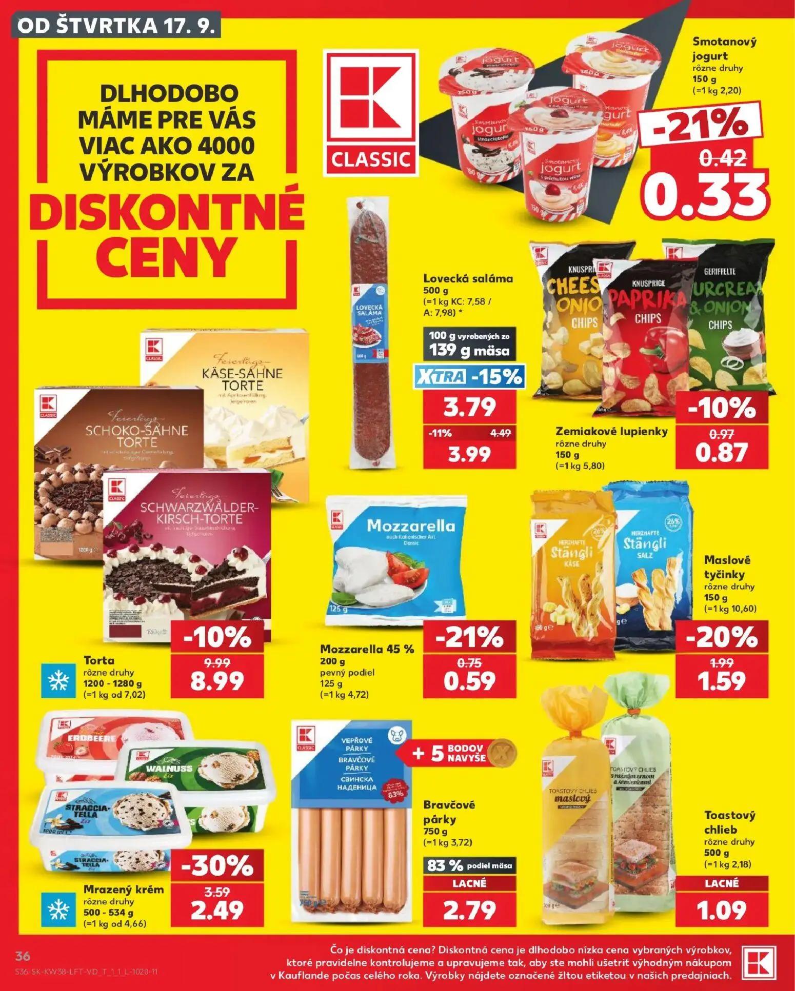 Kaufland leták, strana 36 z 84 — Mrazený krém, Torta, Lovecká saláma