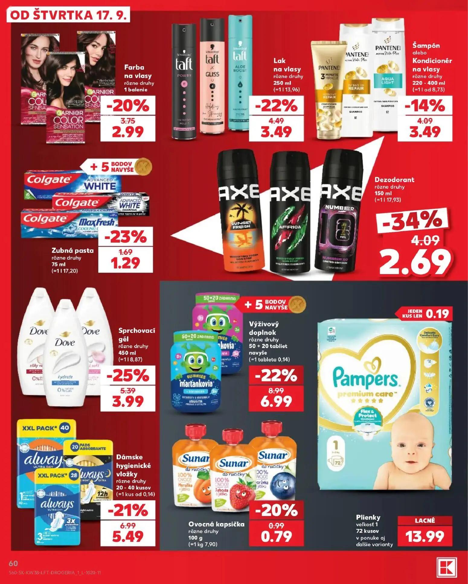 Kaufland leták, strana 60 z 84 — Výživový doplnok rôzne druhy, Dámske hygienické vložky rôzne druhy, Dezodorant rôzne druhy