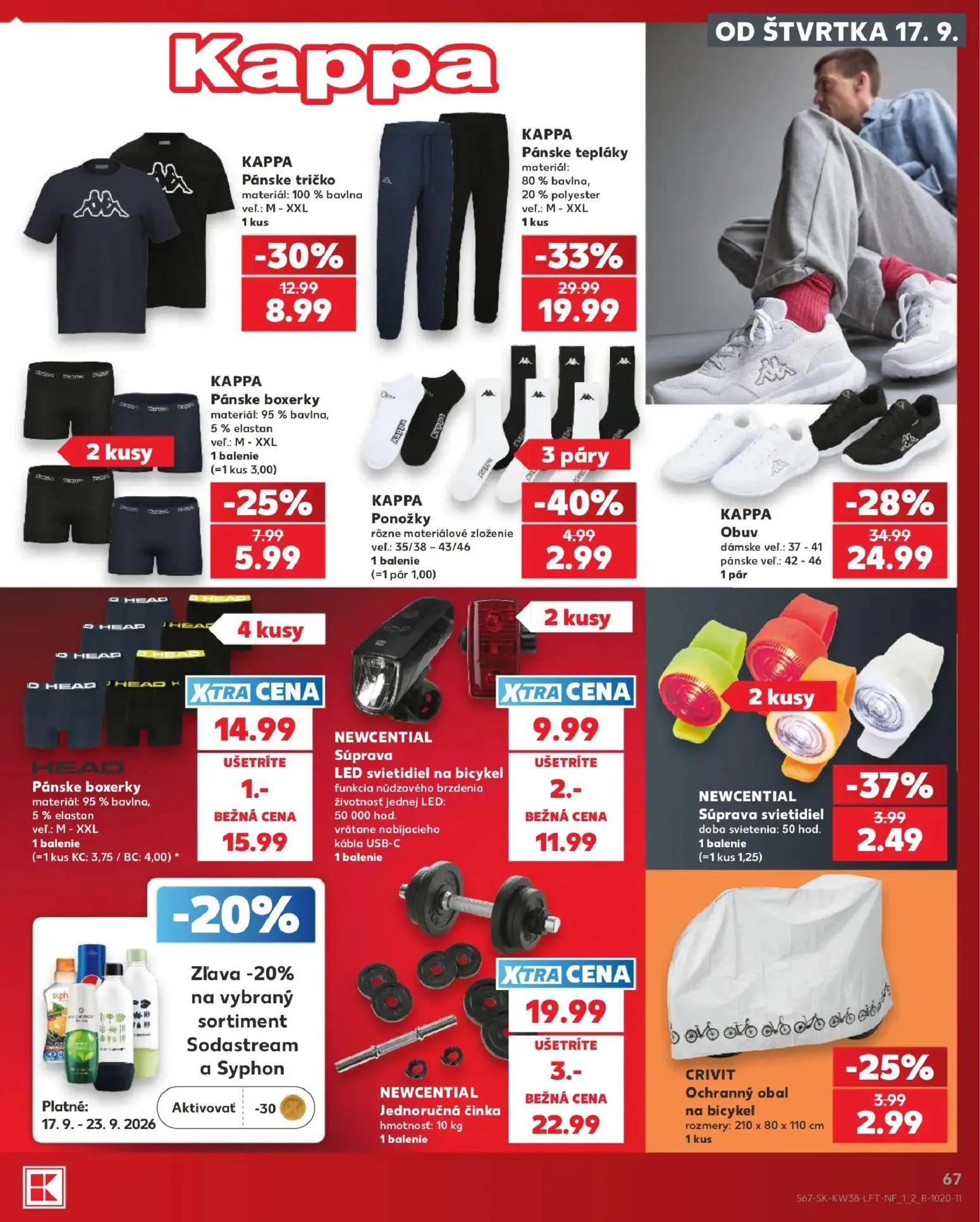 Kaufland leták, strana 67 z 84 — KAPPA Pánske tepláky, KAPPA Obuv, KAPPA Pánske tričko