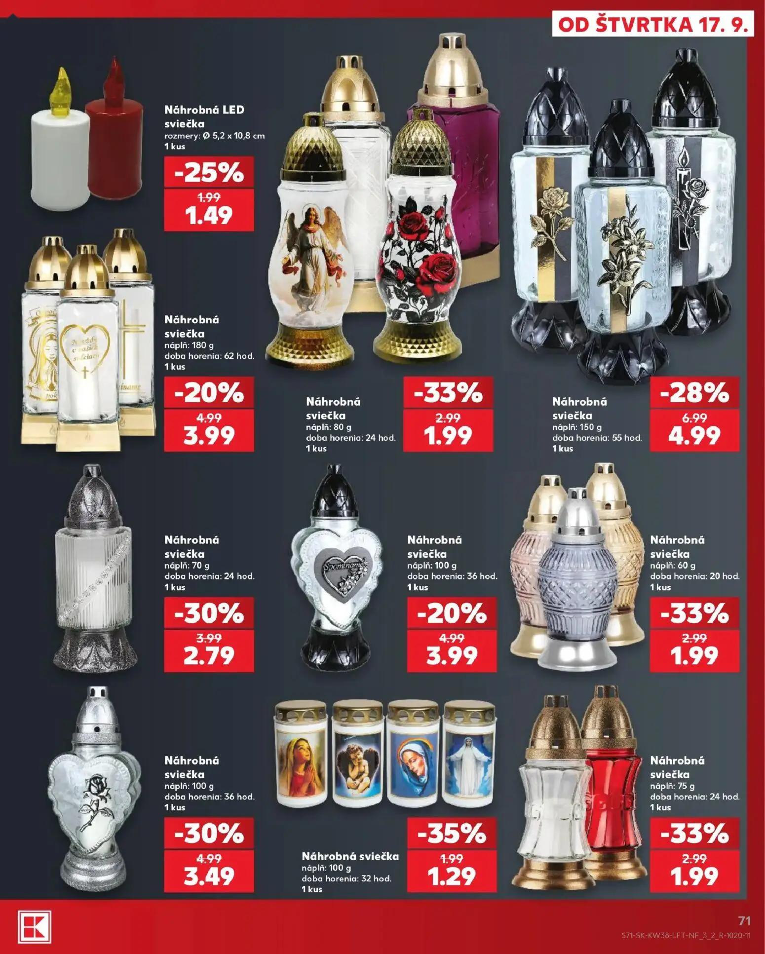 Kaufland leták, strana 71 z 84 — Náhrobná sviečka, Náhrobná sviečka, Náhrobná sviečka