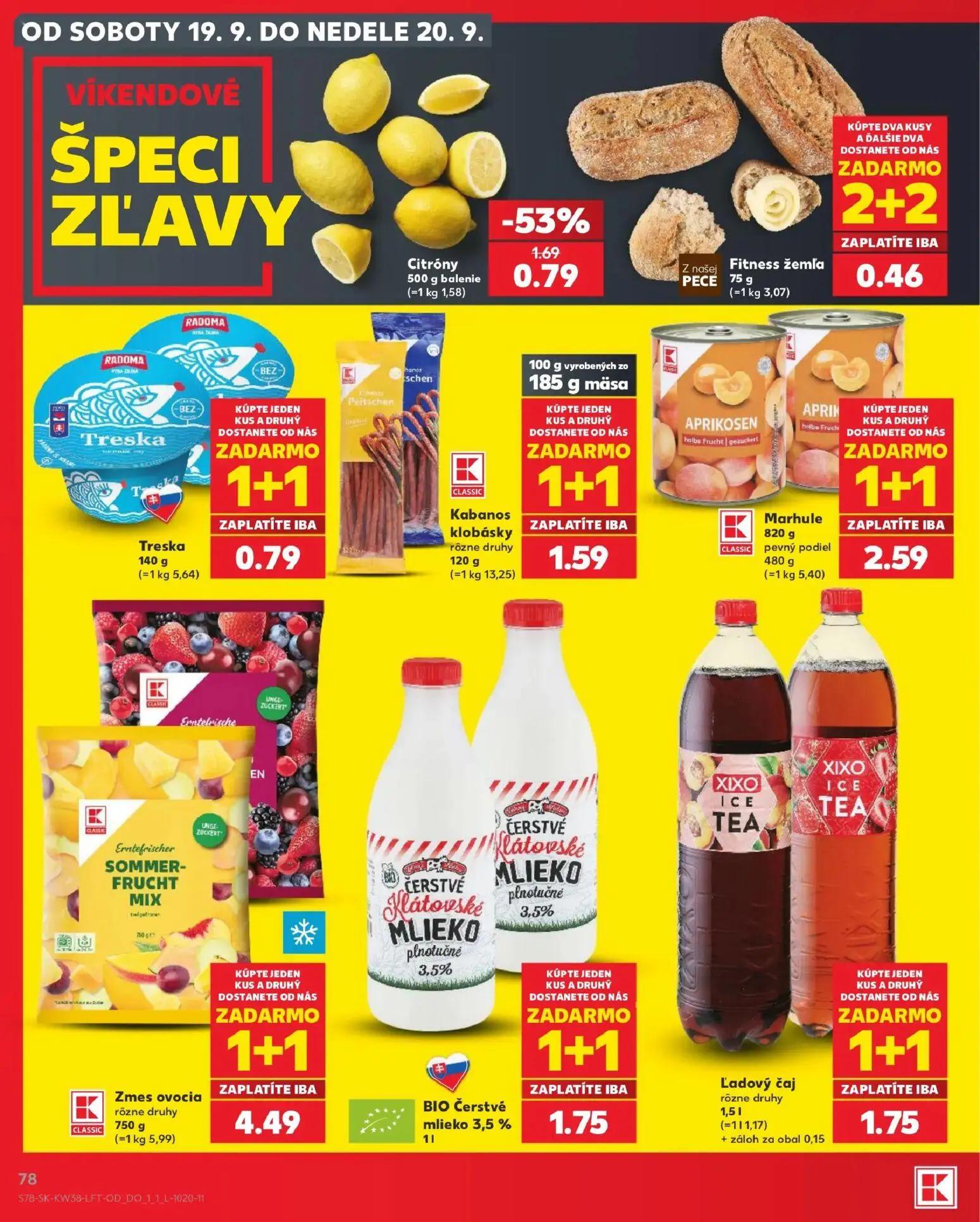 Kaufland leták, strana 78 z 84 — Citróny, Fitness žemľa, Treska