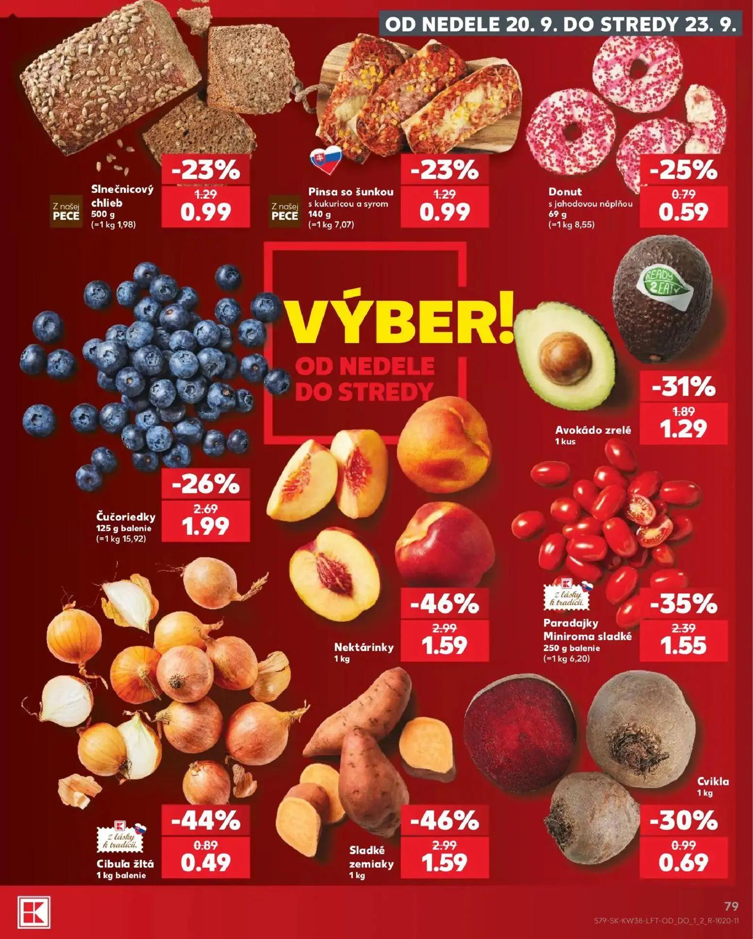 Kaufland leták, strana 79 z 84 — Nektárinky, Sladké zemiaky, Paradajky Miniroma sladké