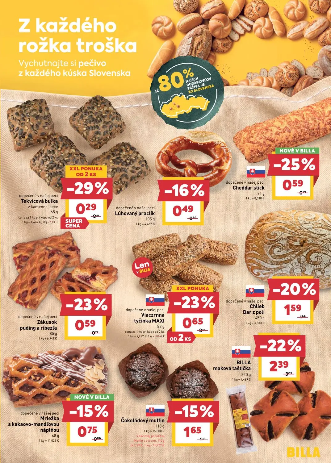 Billa leták, strana 3 z 29 — BILLA maková taštička, Chlieb Dar z polí, Čokoládový muffin