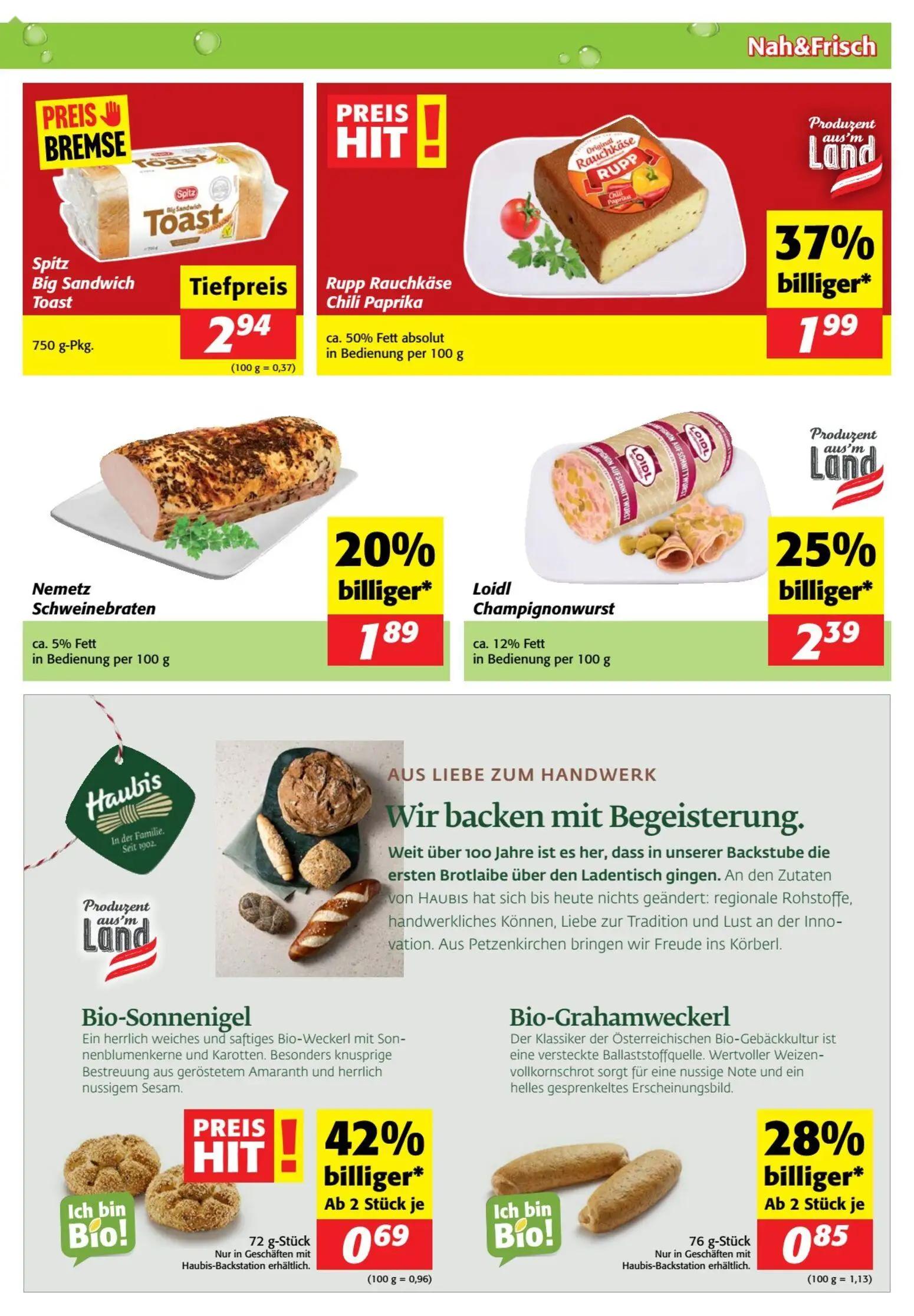 Nah & Frisch Prospekt, Seite 3 von 8 — Rupp Rauchkäse Chili Paprika, Loidl Champignonwurst, Bio-Sonnenigel