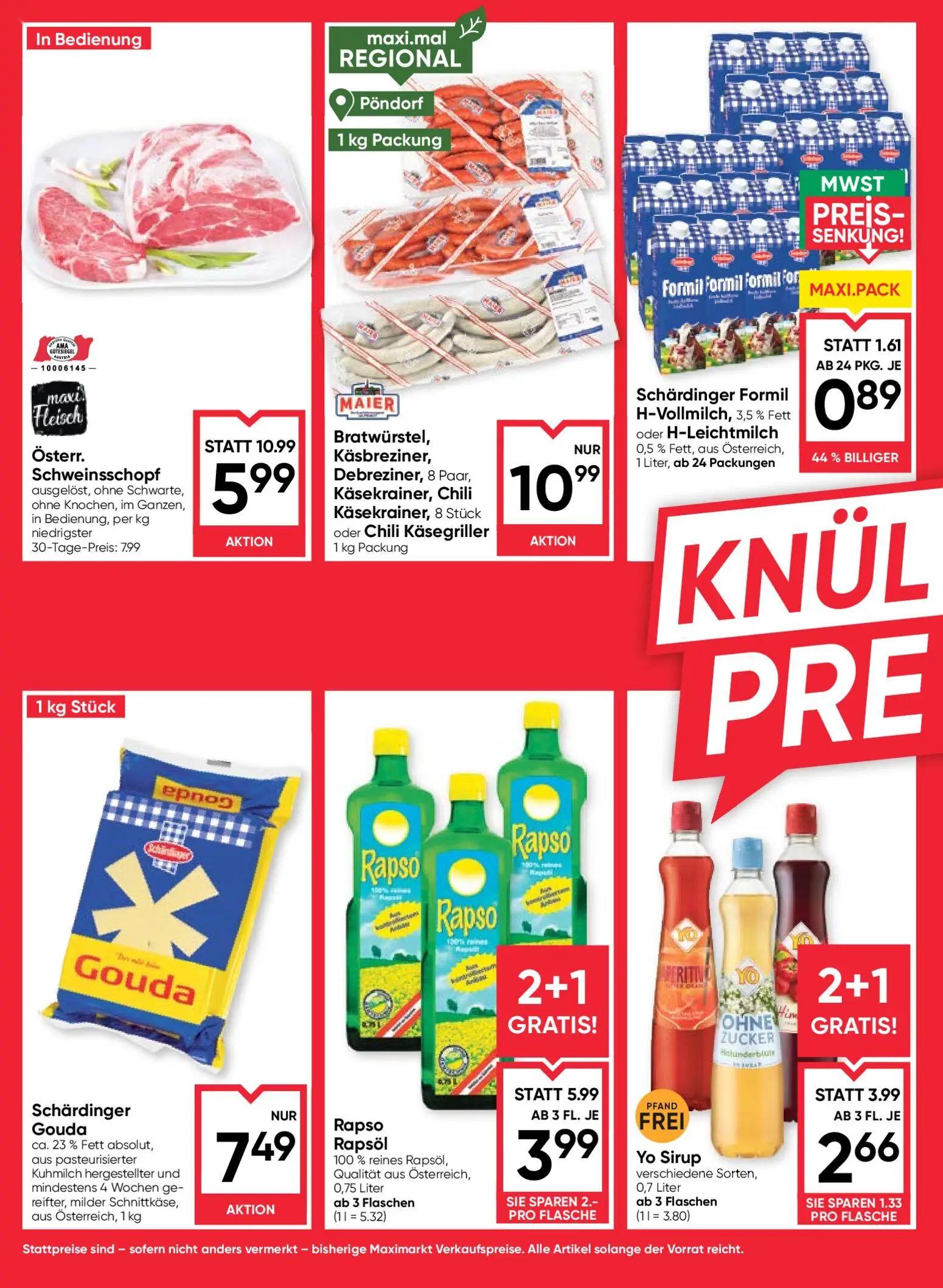 Maximarkt Prospekt, Seite 2 von 24 — Österr. Schweinsschopf ausgelöst, ohne Schwarte, ohne Knochen, im Ganzen, in Bedienung,…