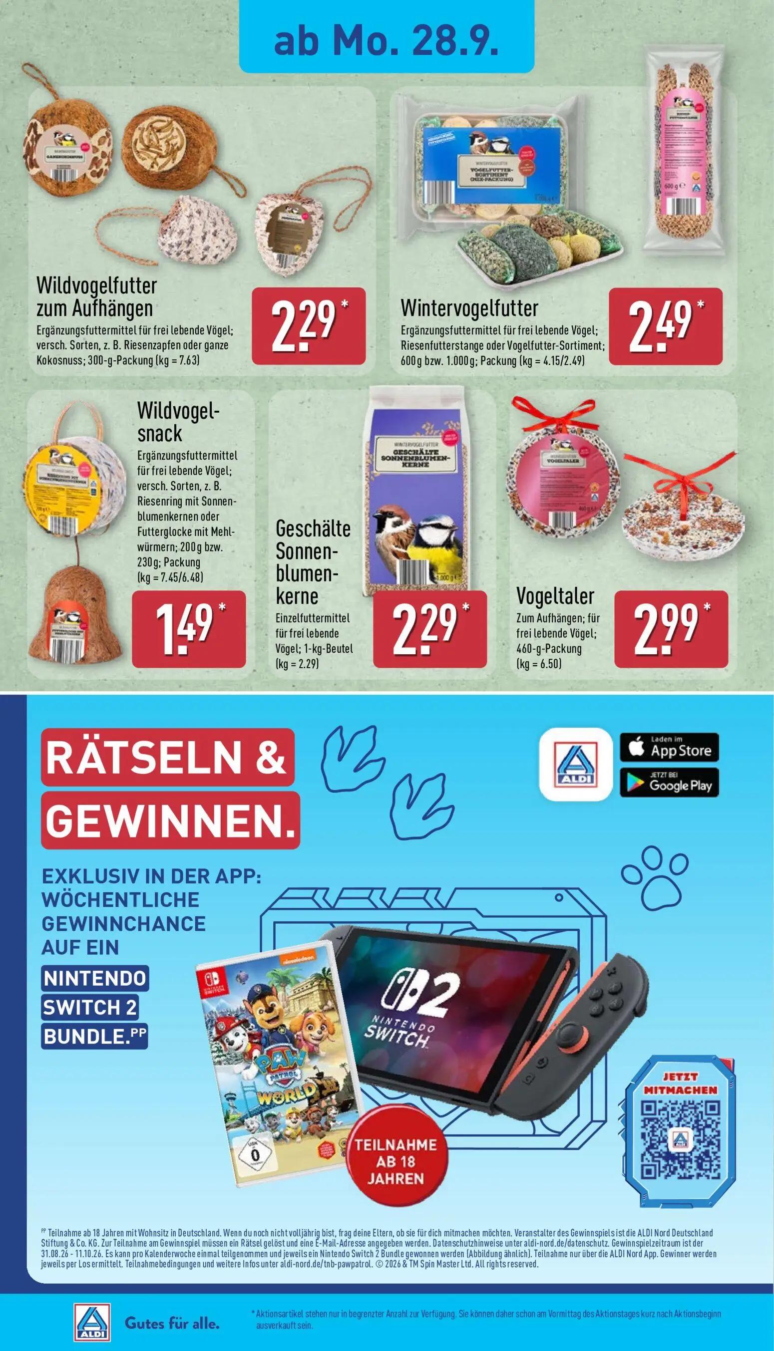 Aldi Nord Prospekt, Seite 7 von 14 — Wildvogelfutter zum Aufhängen, Wintervogelfutter, Wildvogel-snack