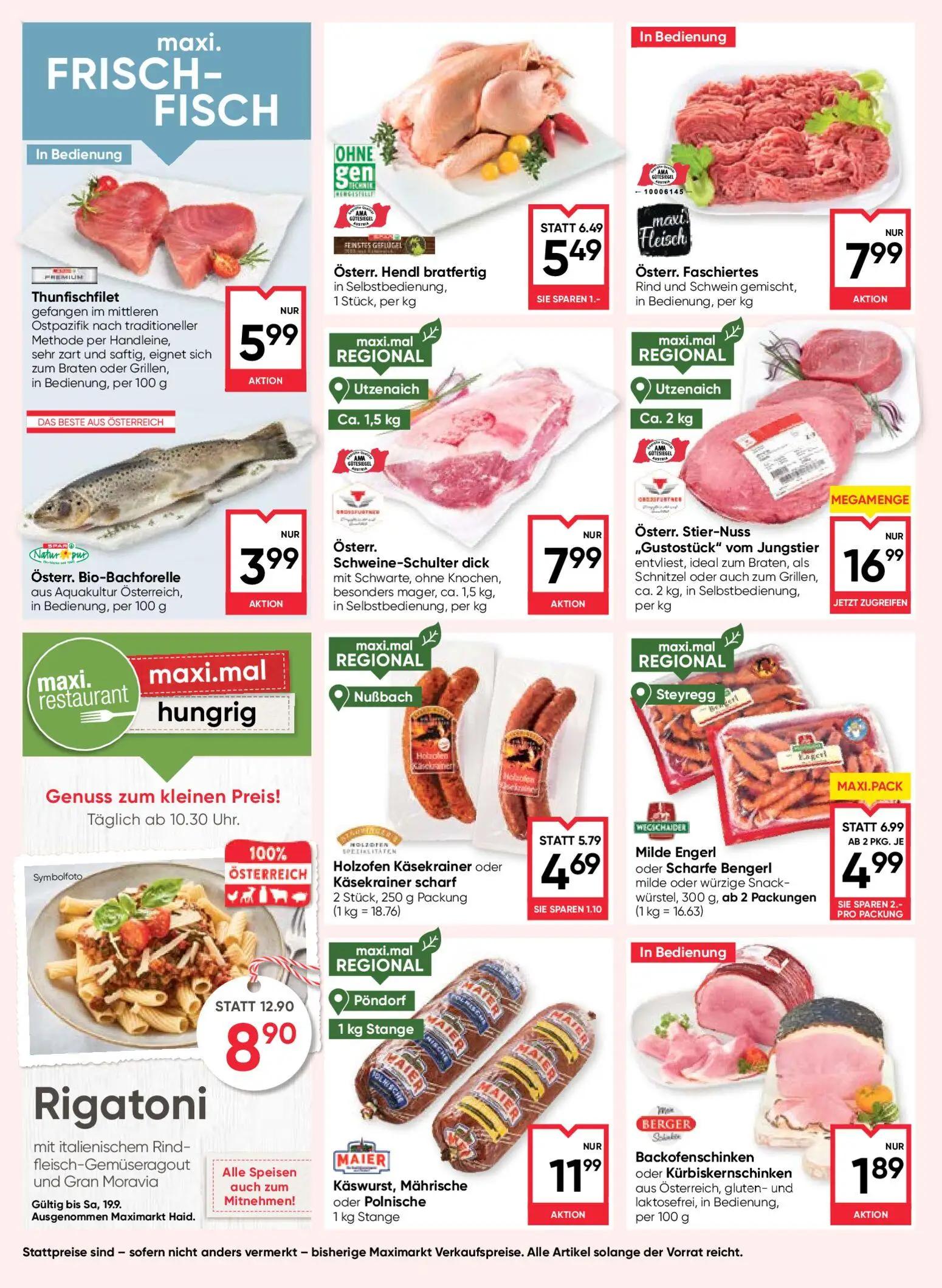 Maximarkt Prospekt, Seite 8 von 24 — Rigatoni mit italienischem Rindfleisch-Gemüseragout und Gran Moravia, Milde Engerl oder…