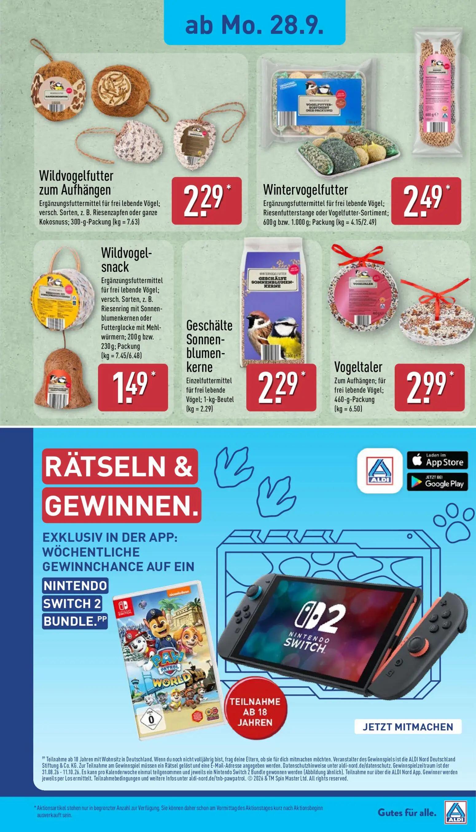 Aldi Nord Prospekt, Seite 14 von 14 — Wildvogelfutter zum Aufhängen, Wintervogelfutter, Wildvogel-snack