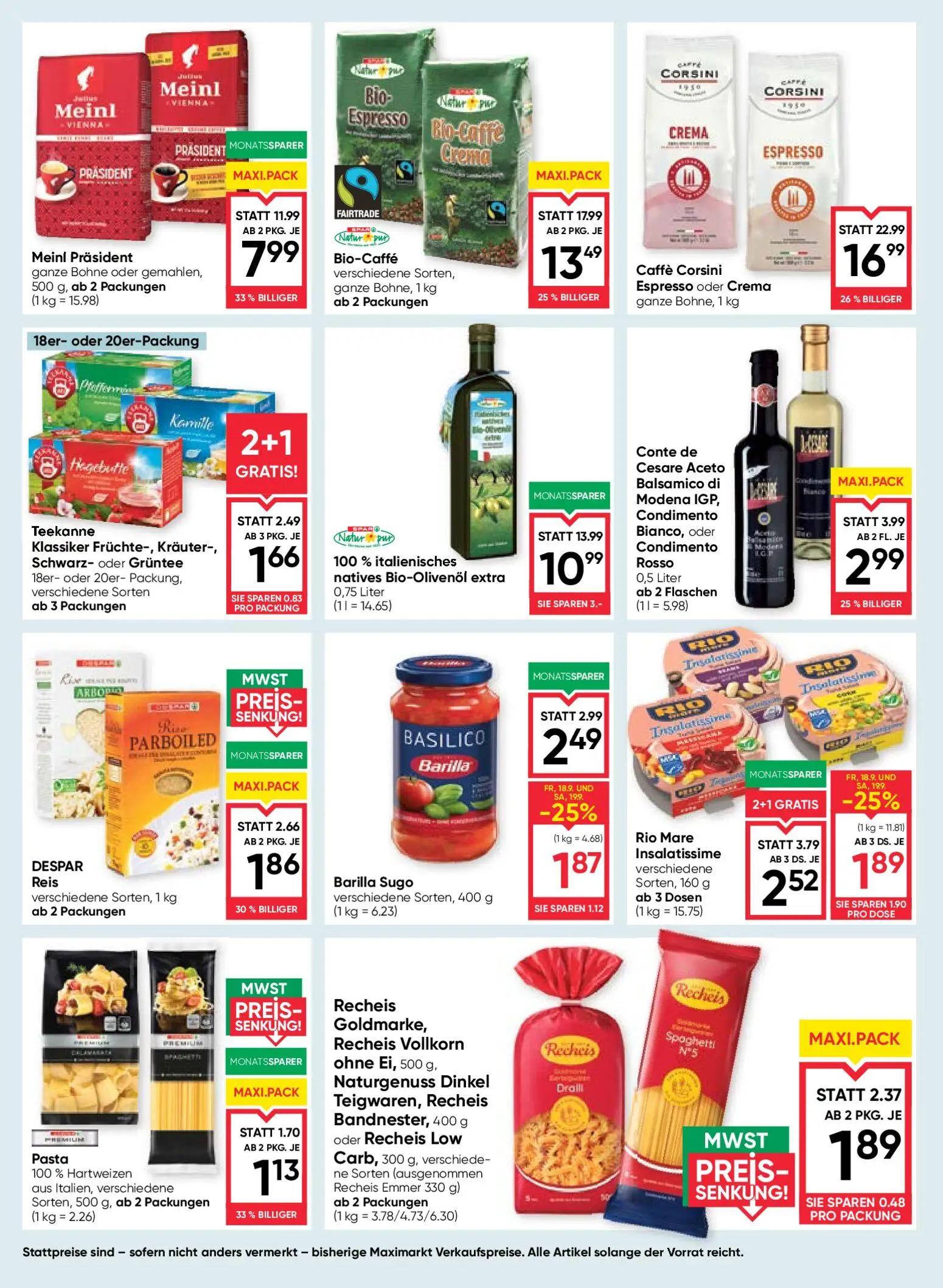 Maximarkt Prospekt, Seite 10 von 24 — Caffè Corsini Espresso oder Crema ganze Bohne, Bio-Caffé verschiedene Sorten, ganze Bo…