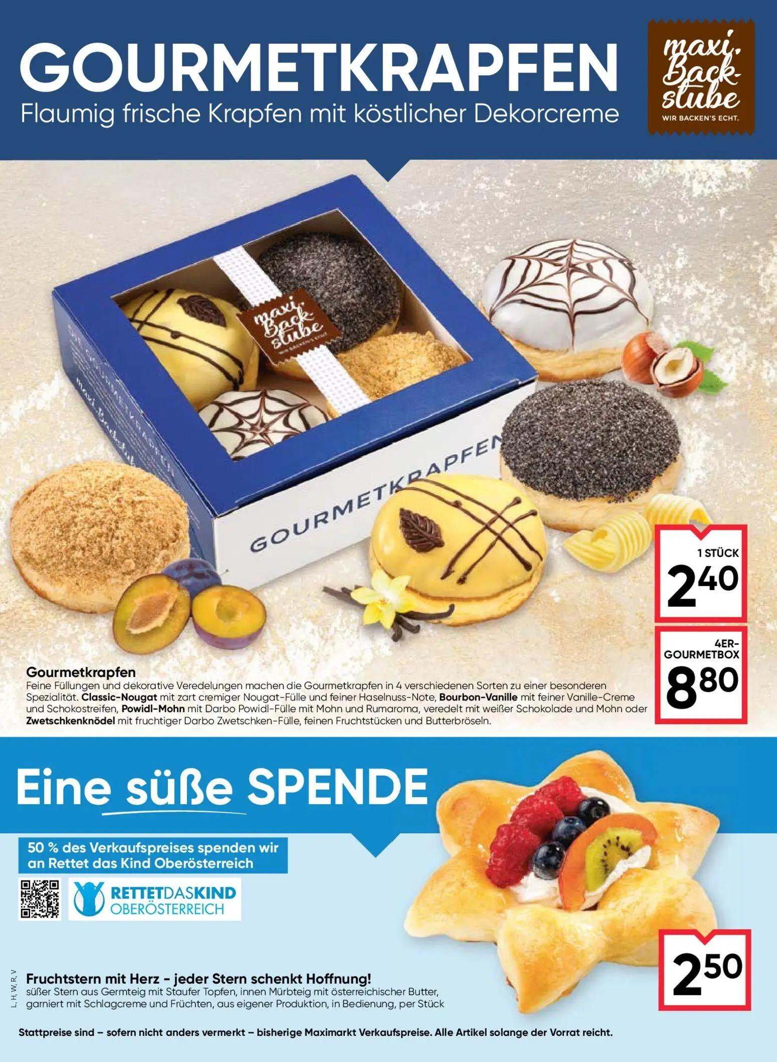 Maximarkt Prospekt, Seite 12 von 24 — Gourmetkrapfen, Gourmetkrapfen, Fruchtstern mit Herz