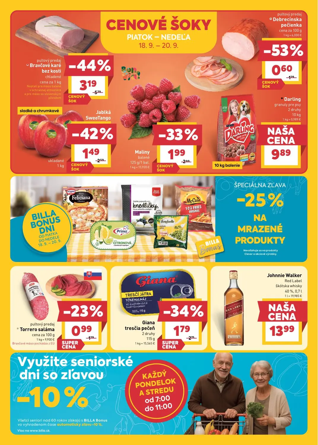 Billa leták, strana 24 z 29 — Bravčové karé bez kosti chladené, Jablká SweeTango, Maliny