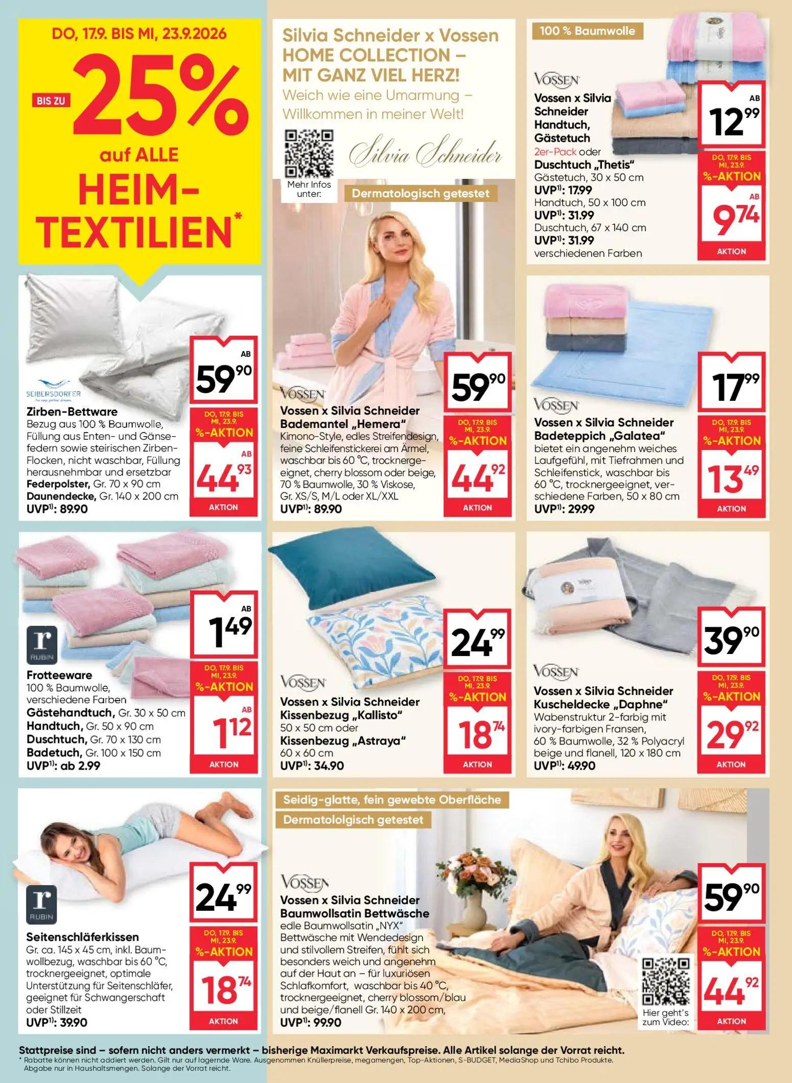 Maximarkt Prospekt, Seite 22 von 24 — Vossen x Silvia Schneider Baumwollsatin Bettwäsche edle Baumwollsatin „NYX” Bettwäsche…