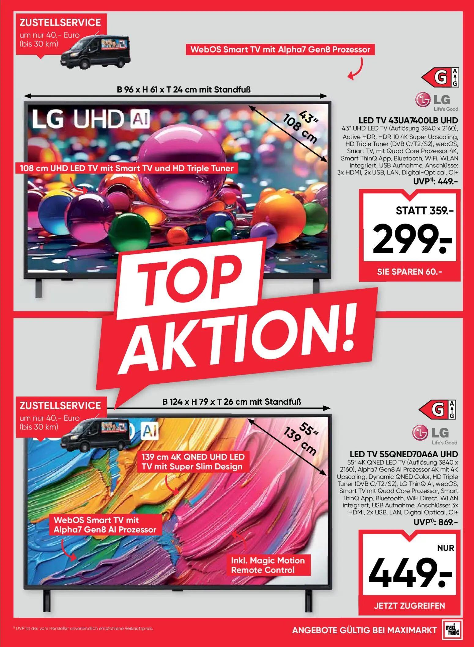 Maximarkt Prospekt, Seite 23 von 24 — LED TV 55QNED70A6A UHD, LED TV 43UA7400LB UHD