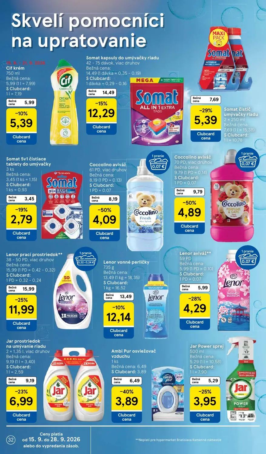 Tesco leták, strana 32 z 42 — Coccolino aviváž, Coccolino aviváž, Lenor prací prostriedok