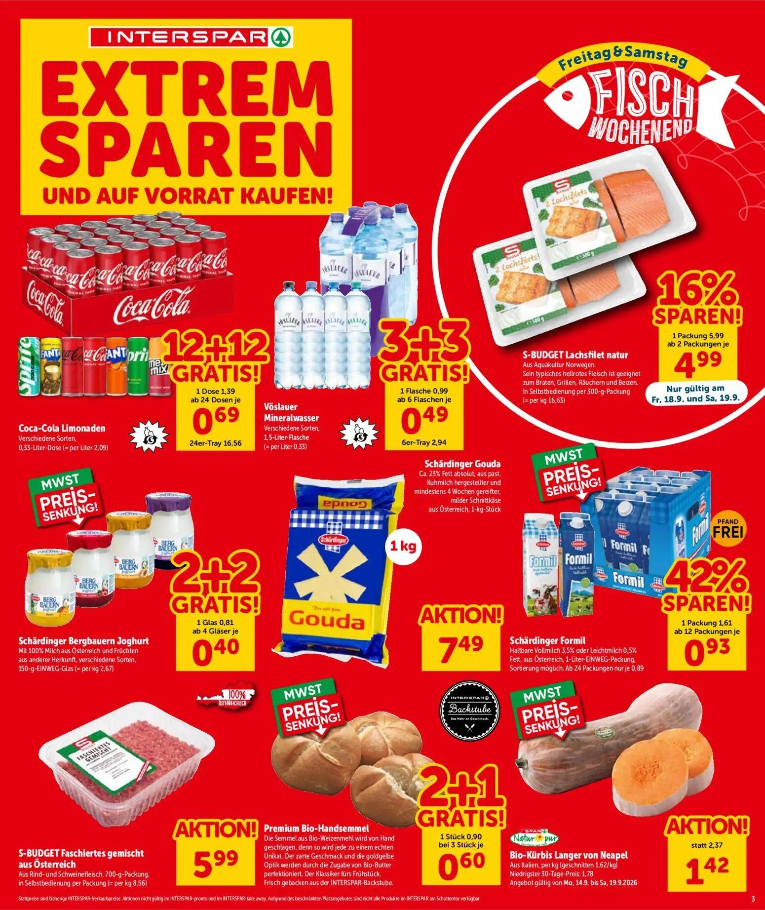 Interspar Prospekt, Seite 3 von 16 — S-BUDGET Lachsfilet natur Aus Aquakultur Norwegen. Sein typisches hellrotes Fleisch ist…