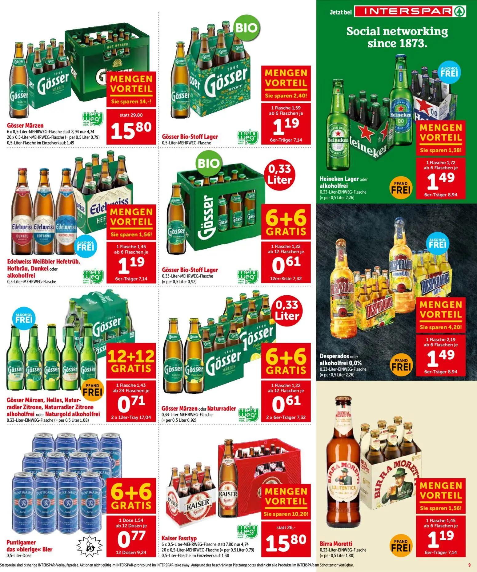 Interspar Prospekt, Seite 9 von 16 — Gösser Märzen, Kaiser Fasstyp, Gösser Bio-Stoff Lager