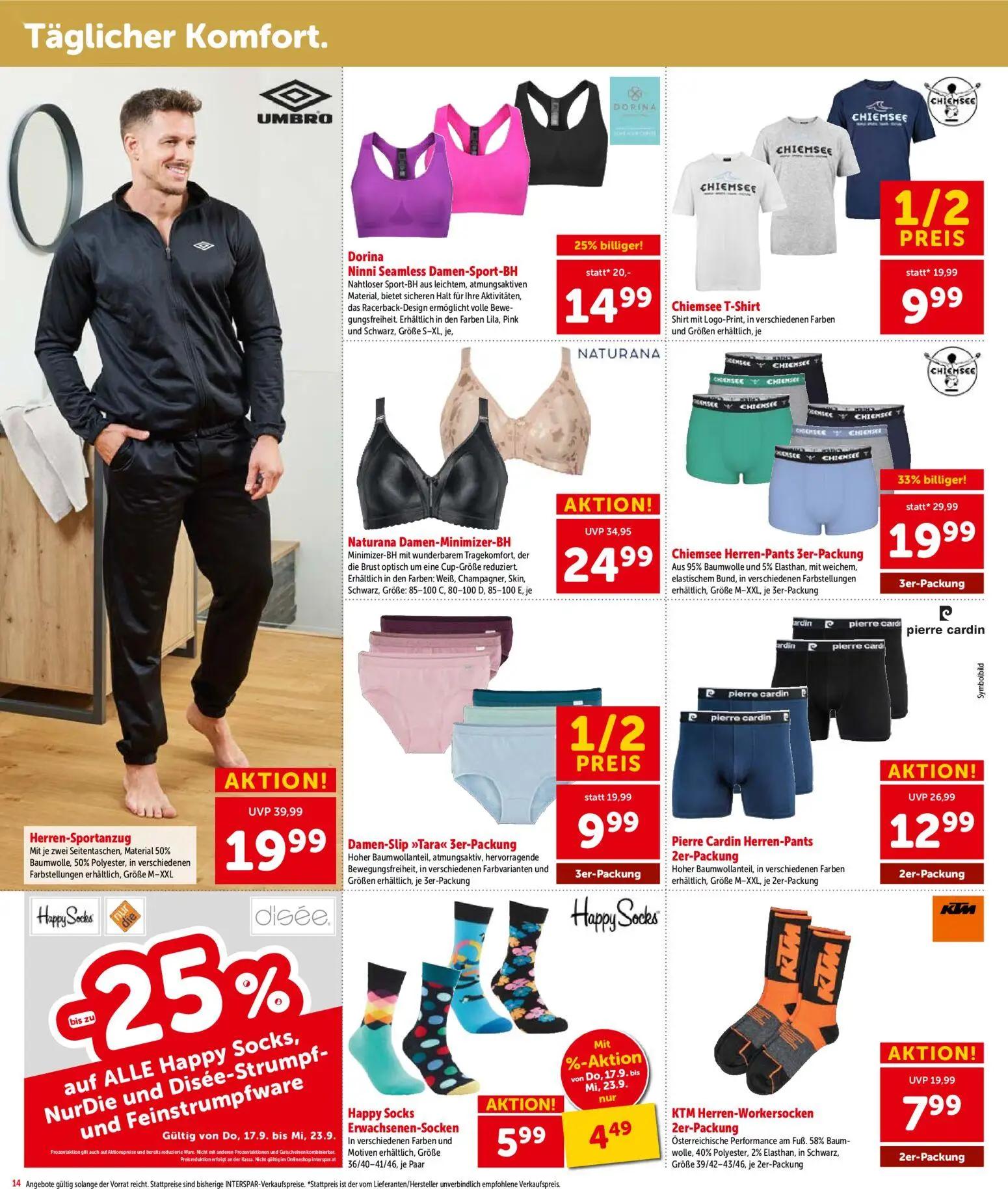Interspar Prospekt, Seite 14 von 16 — Herren-Sportanzug, Pierre Cardin Herren-Pants 2er-Packung, KTM Herren-Workersocken 2er…