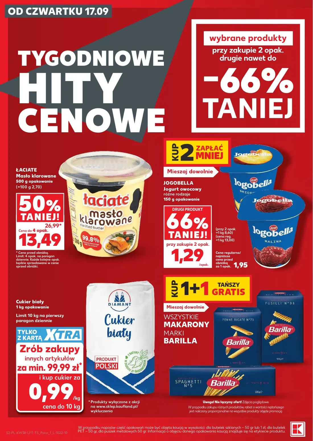 Kaufland gazetka, strona 2 z 55 — ŁACIATE Masło klarowane, JOGOBELLA Jogurt owocowy różne rodzaje, Cukier biały