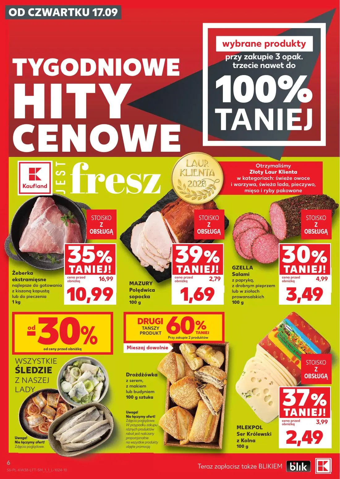 Kaufland gazetka, strona 6 z 55 — Żeberka ekstramięsne najlepsze do gotowania z kiszoną kapustą lub do pieczenia, GZELLA Sal…