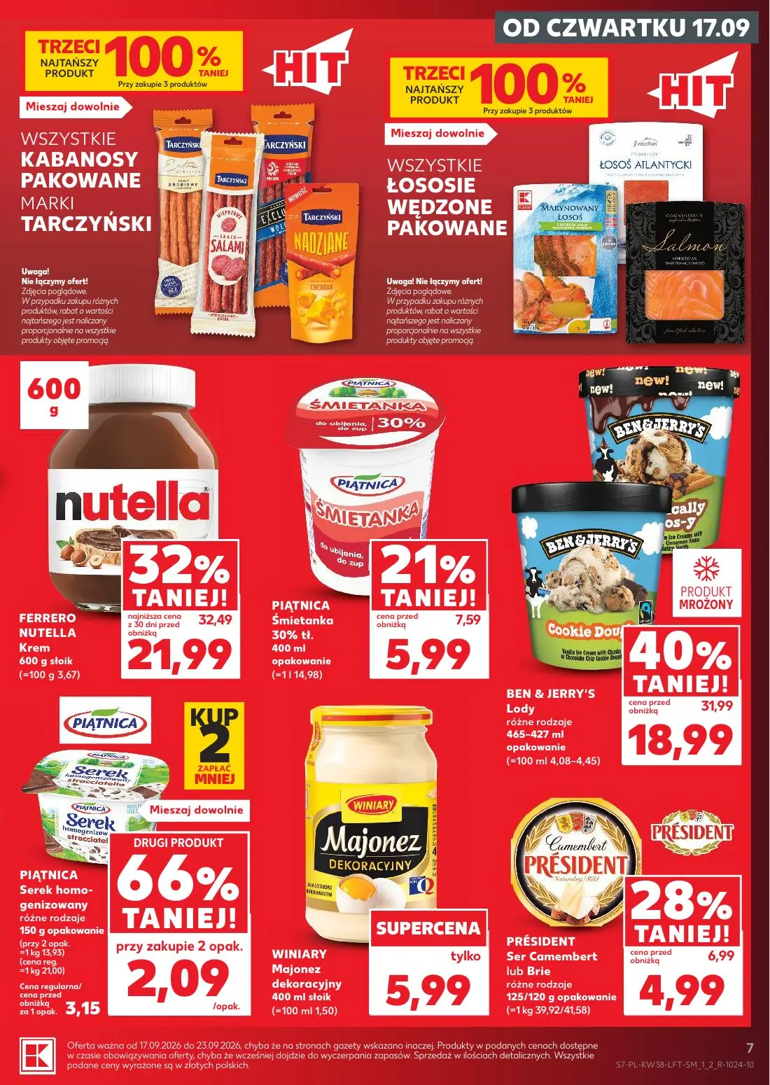 Kaufland gazetka, strona 7 z 55 — BEN & JERRY'S Lody, Nutella Krem, PRÉSIDENT Ser Camembert lub Brie