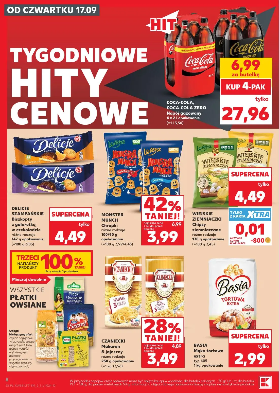 Kaufland gazetka, strona 8 z 55 — MONSTER MUNCH Chrupki, CZANIECKI Makaron 5-jajeczny, COCA-COLA, COCA-COLA ZERO Napój gazow…