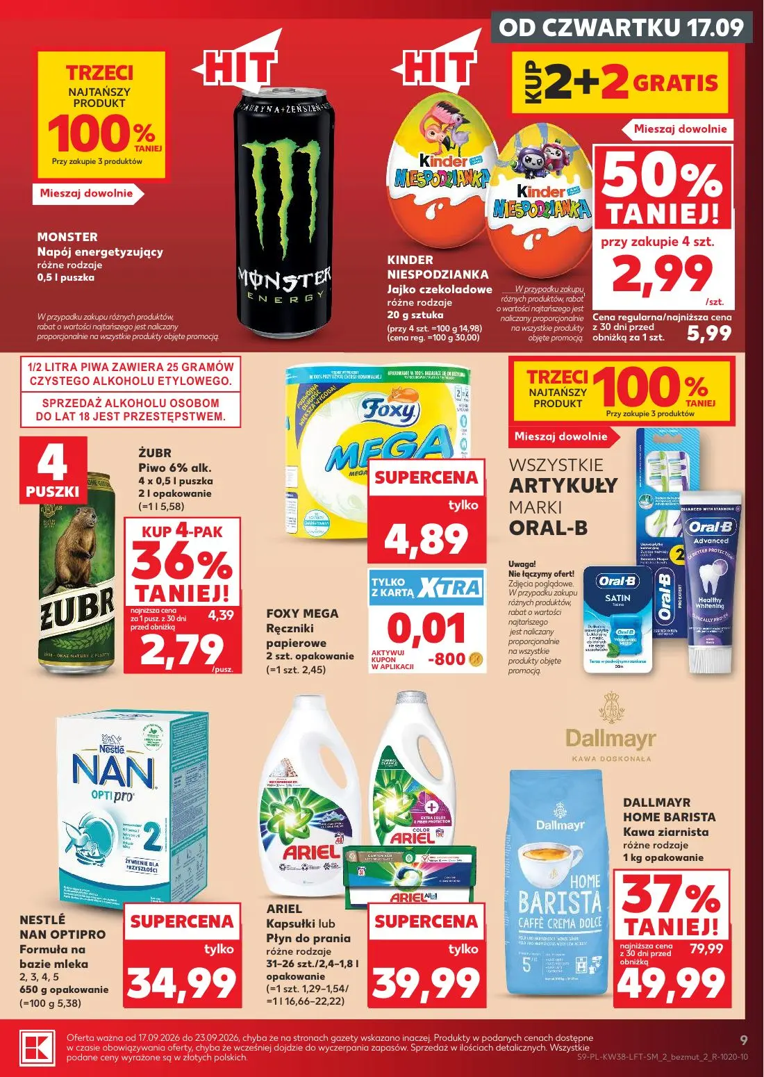 Kaufland gazetka, strona 9 z 55 — DALLMAYR HOME BARISTA Kawa ziarnista różne rodzaje, KINDER NIESPODZIANKA Jajko czekoladowe…