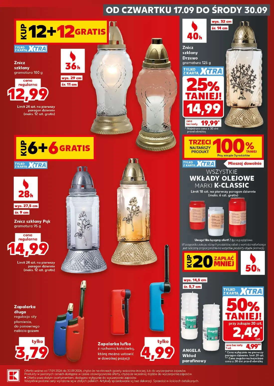 Kaufland gazetka, strona 9 z 16 — Znicz szklany, ANGELA Wkład parafinowy, Znicz szklany