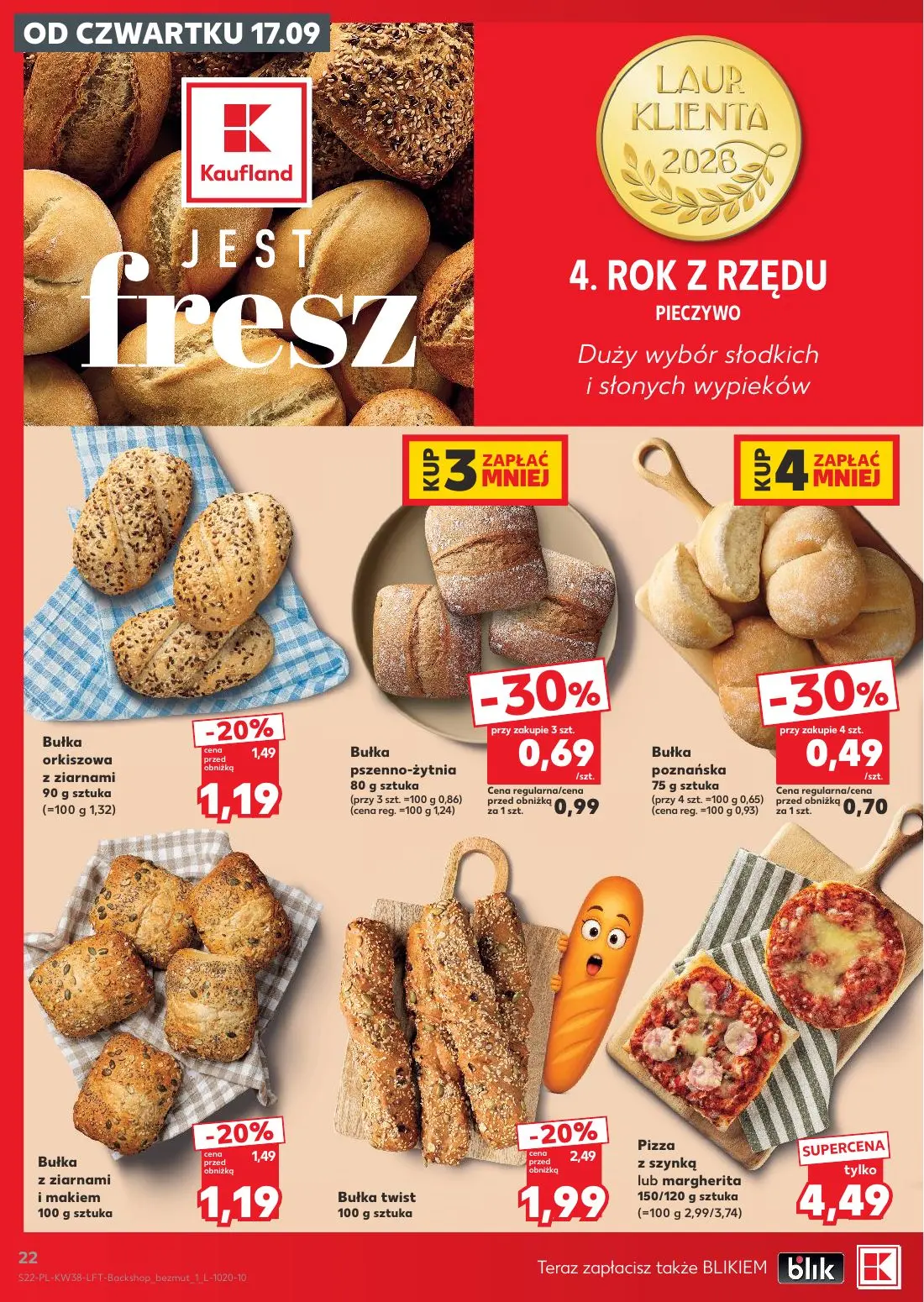 Kaufland gazetka, strona 22 z 55 — Bułka twist, Bułka orkiszowa z ziarnami, Bułka pszenno-żytnia