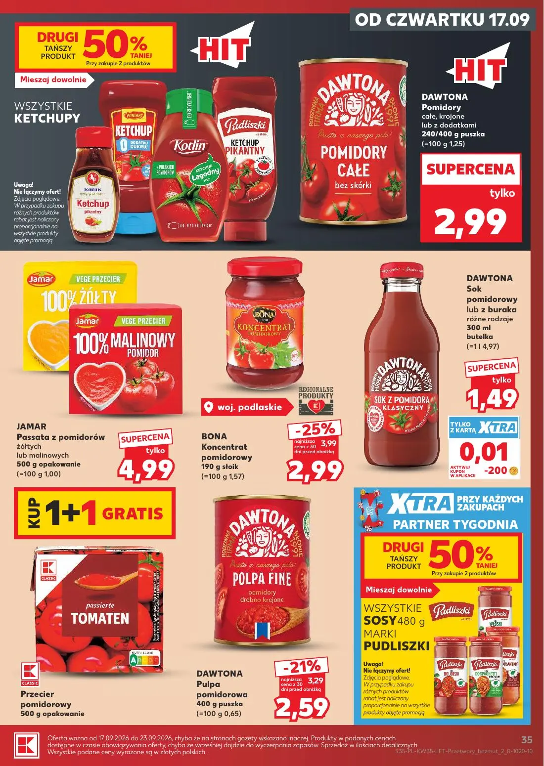 Kaufland gazetka, strona 35 z 55 — BONA Koncentrat pomidorowy, DAWTONA Pulpa pomidorowa, DAWTONA Pomidory całe, krojone lub …