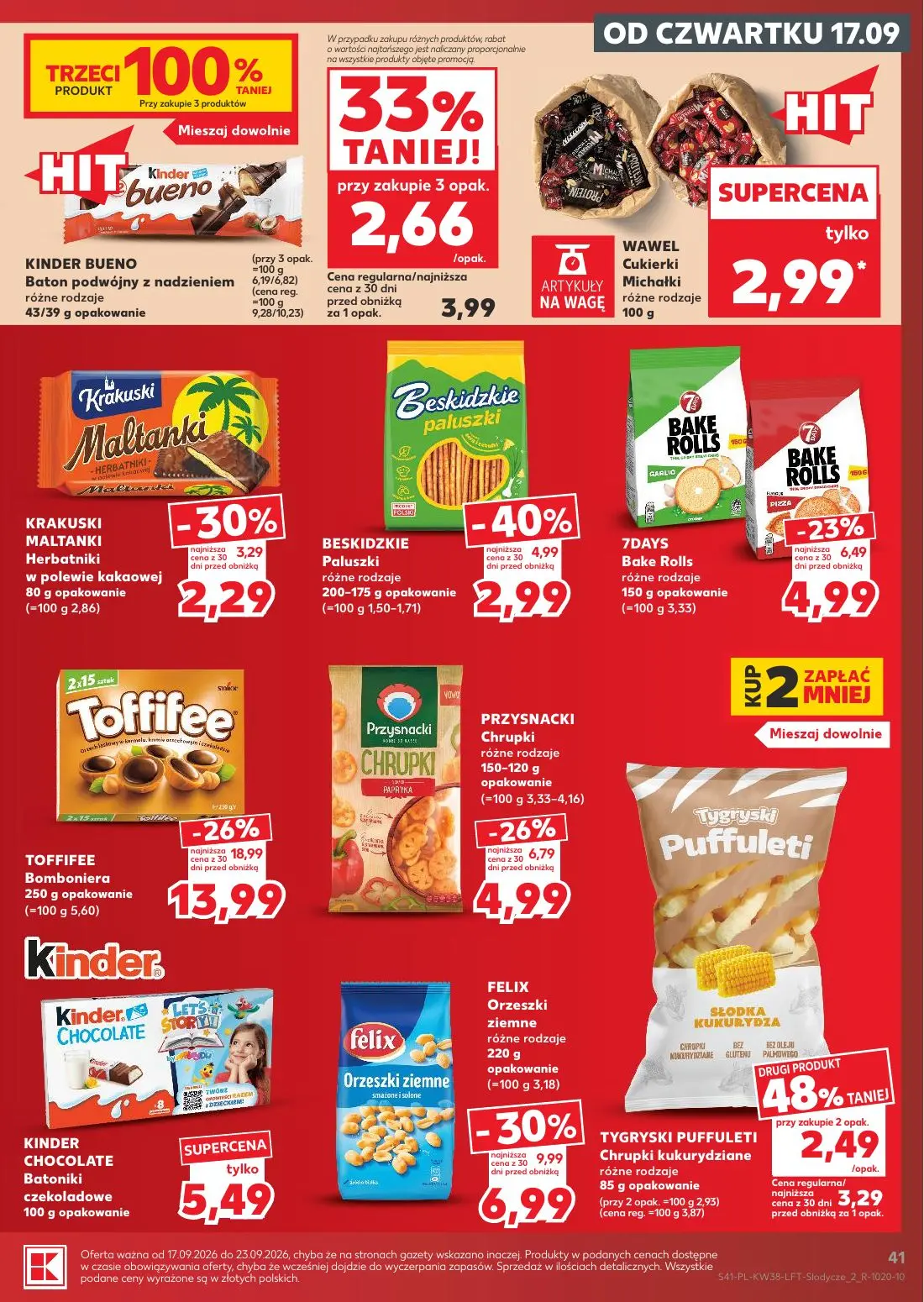 Kaufland gazetka, strona 41 z 55 — TOFFIFEE Bomboniera, FELIX Orzeszki ziemne różne rodzaje, BESKIDZKIE Paluszki różne rodza…