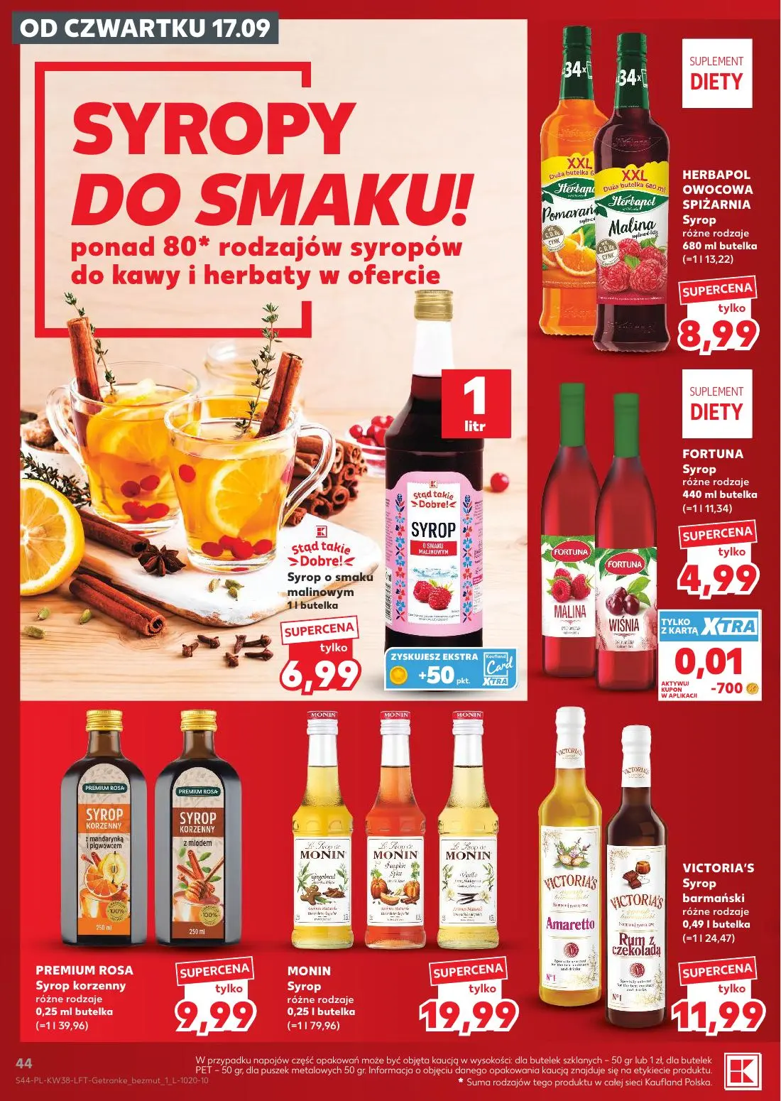 Kaufland gazetka, strona 44 z 55 — HERBAPOL OWOCOWA SPIŻARNIA Syrop, Stąd takie >Dobre!< Syrop o smaku malinowym, FORTUNA Sy…