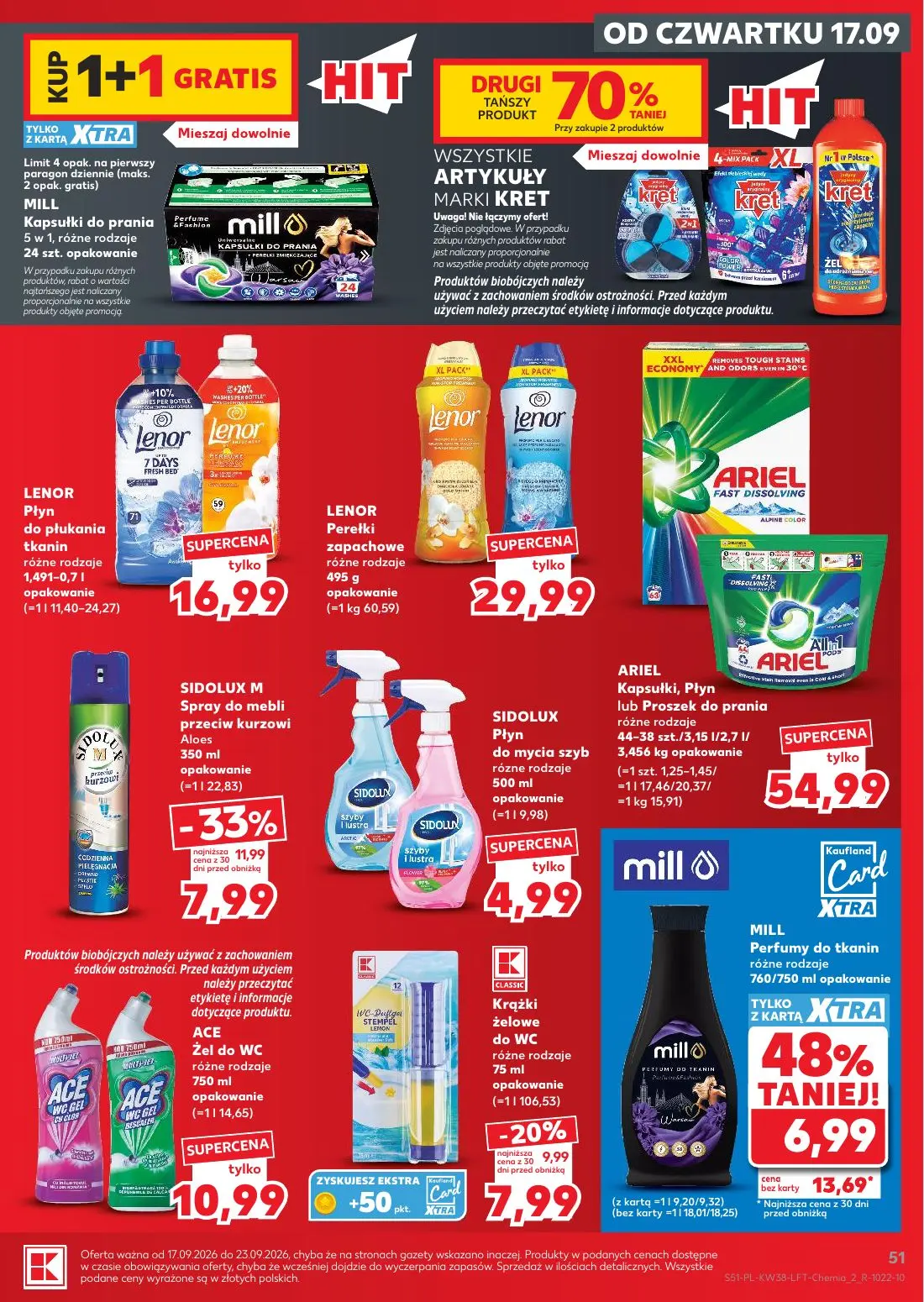Kaufland gazetka, strona 51 z 55 — MILL Perfumy do tkanin, SIDOLUX M Spray do mebli przeciw kurzowi Aloes, K CLASSIC Krążki …