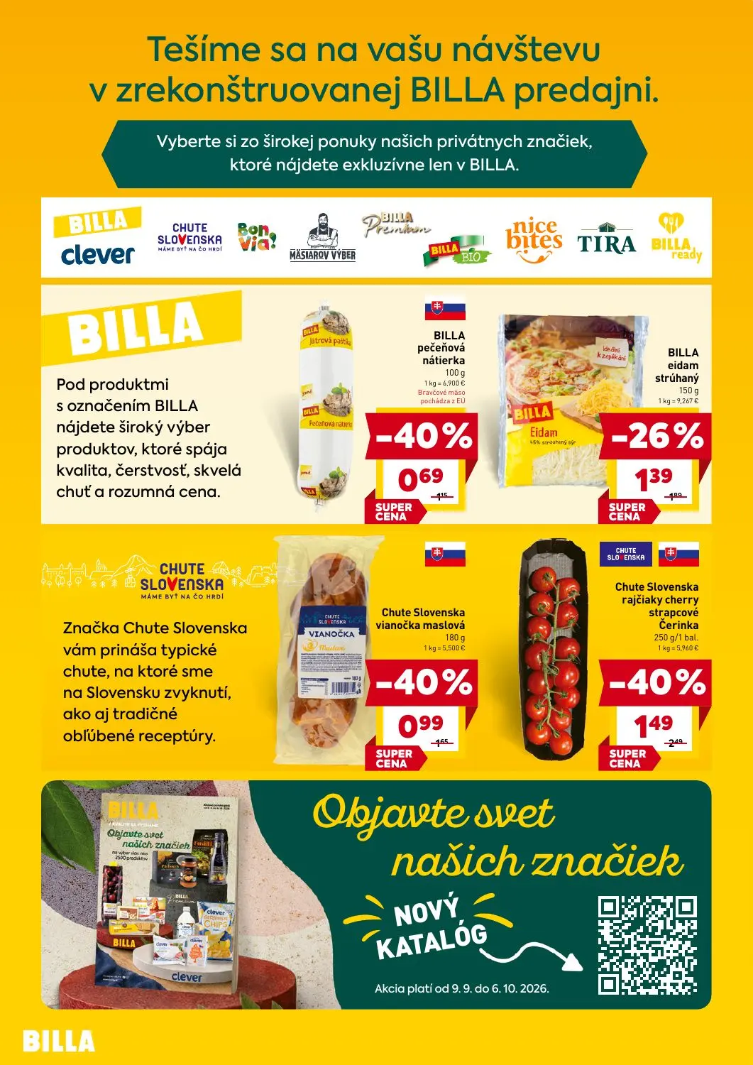 Billa leták, strana 2 z 4 — Chute Slovenska rajčiaky cherry strapcové Čerinka, Chute Slovenska vianočka maslová, BILLA eidam…