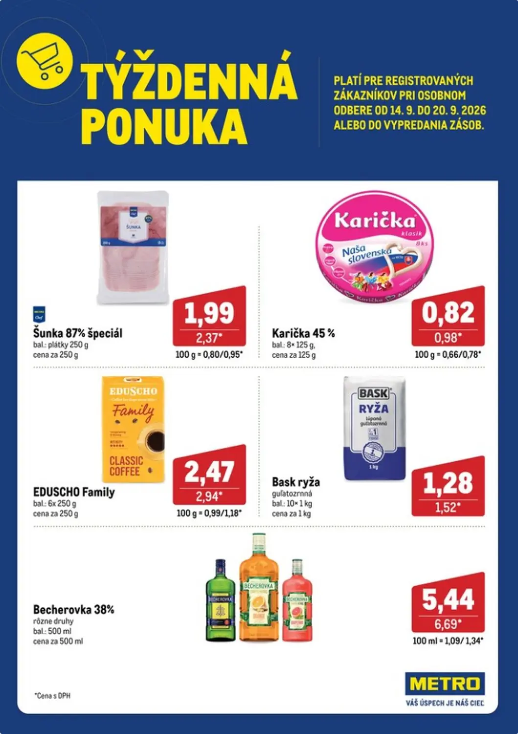 Metro leták, strana 2 z 2 — Becherovka 38% rôzne druhy, EDUSCHO Family, Šunka 87% špeciál