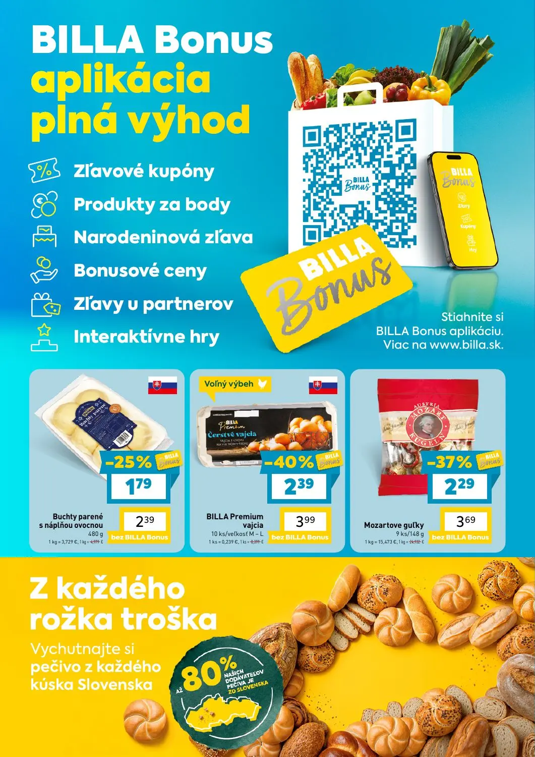 Billa leták, strana 3 z 4 — BILLA Premium vajcia, Mozartove guľky, Buchty parené s náplňou ovocnou