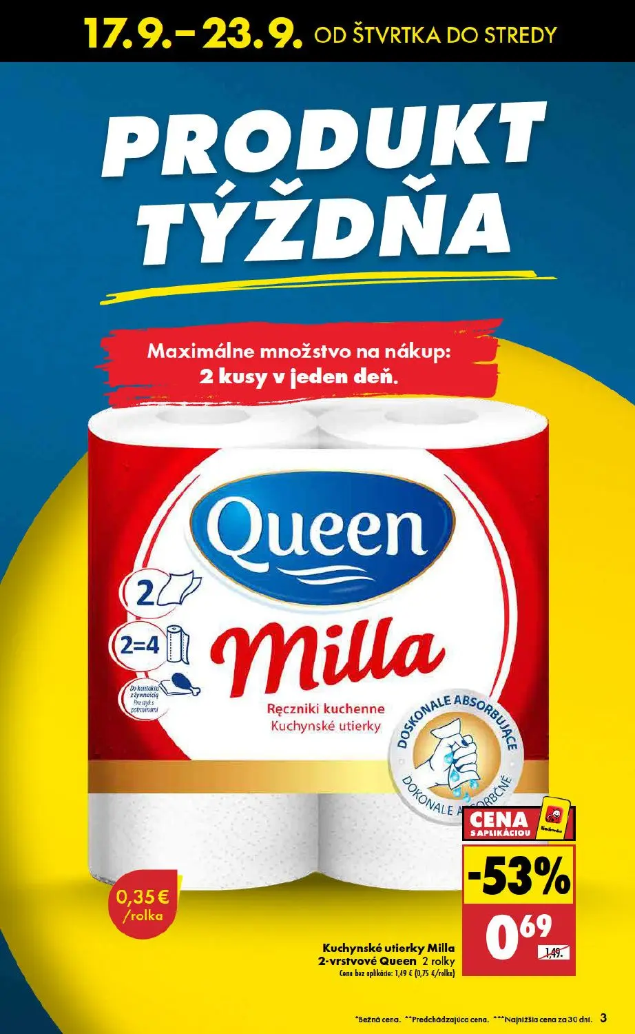 Biedronka leták, strana 3 z 48 — Kuchynské utierky Milla 2-vrstvové Queen