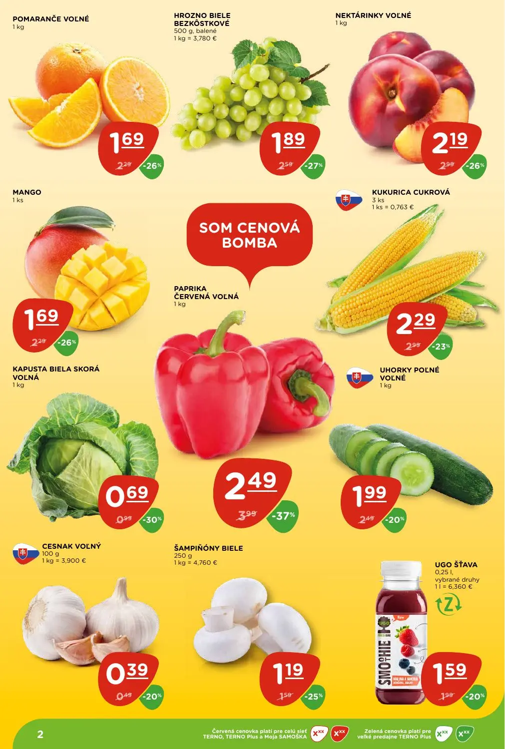 Terno leták, strana 2 z 28 — PAPRIKA ČERVENÁ VOĽNÁ, NEKTÁRINKY VOĽNÉ, HROZNO BIELE BEZKŐSTKOVÉ