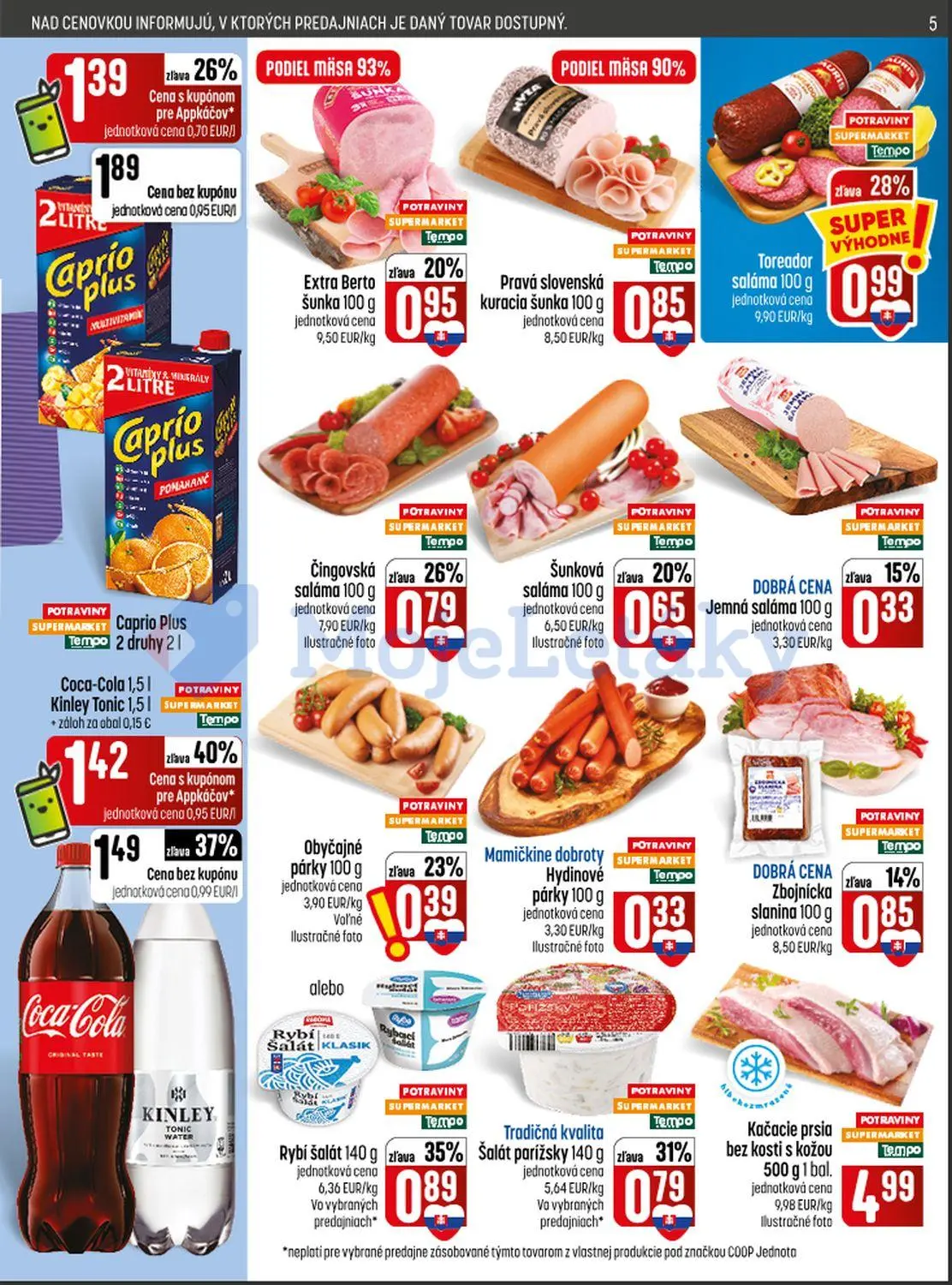 Coop Jednota leták, strana 5 z 28 — Capri Plus, Rybí šalát KLASIK, Toreador saláma