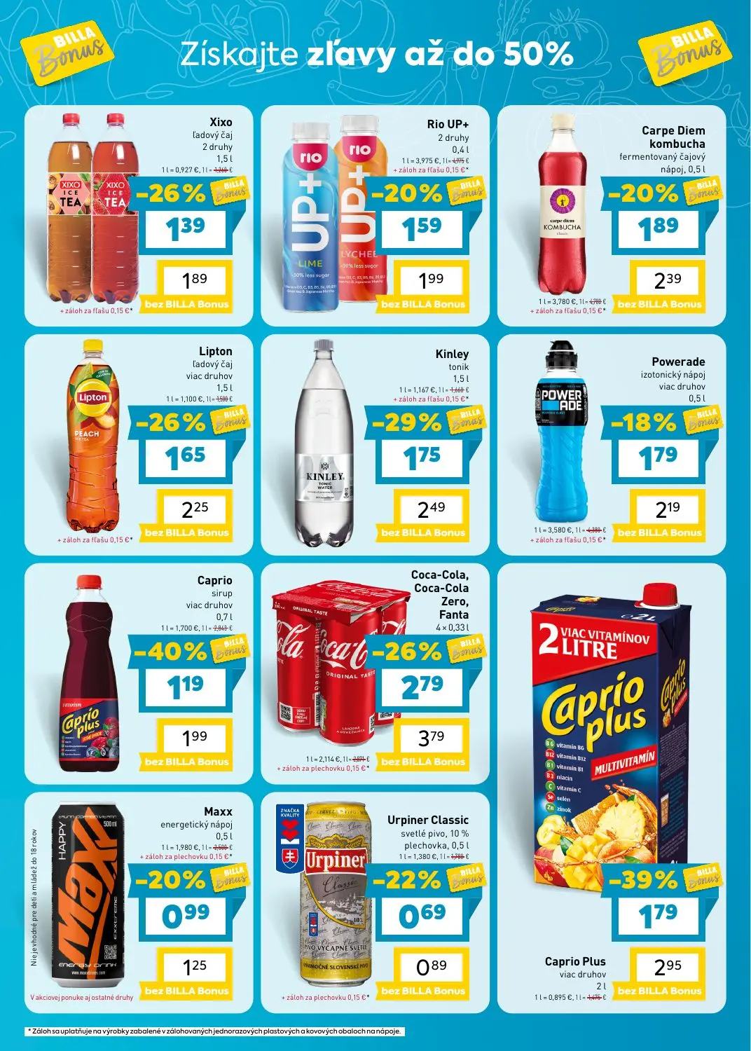 Billa leták, strana 7 z 9 — Capri-Sun Plus, Coca-Cola, Coca-Cola Zero, Fanta, Capri-Sun sirup