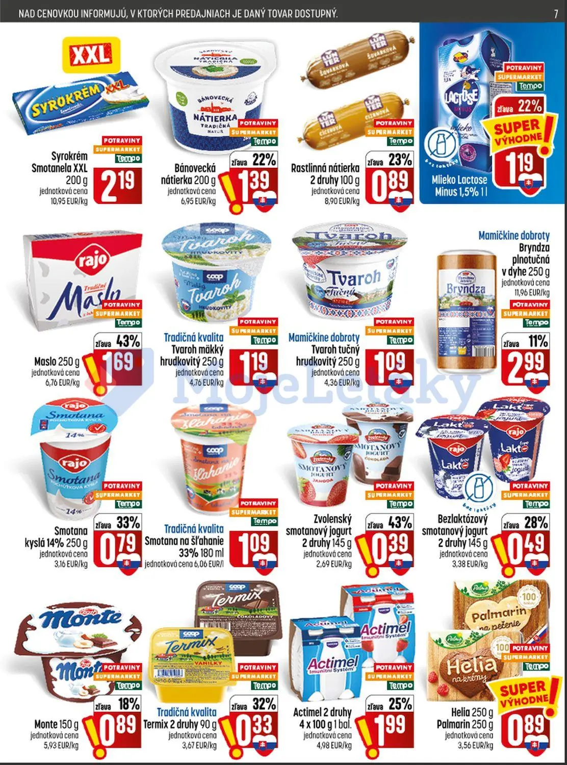 Coop Jednota leták, strana 7 z 28 — Maslo, Actimel, Bánovecká nátierka