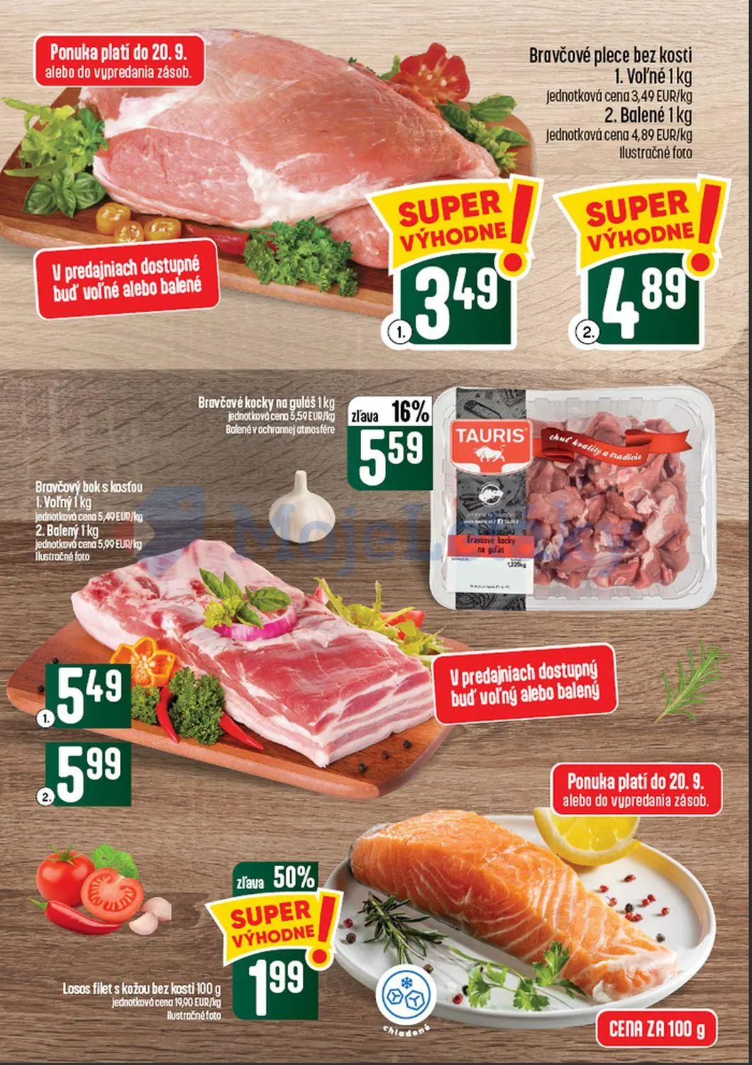 Coop Tempo leták, strana 10 z 60 — Losos filet s kožou bez kosti, Bravčové kocky na guláš, Bravčové plece bez kosti