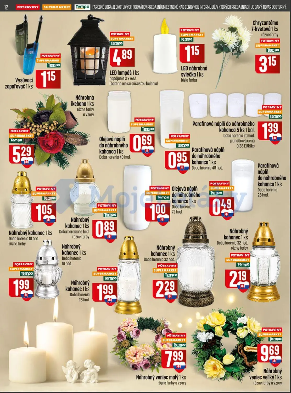 Coop Jednota leták, strana 12 z 28 — Vysúvací zapaľovač, LED lampáš, LED náhrobná sviečka